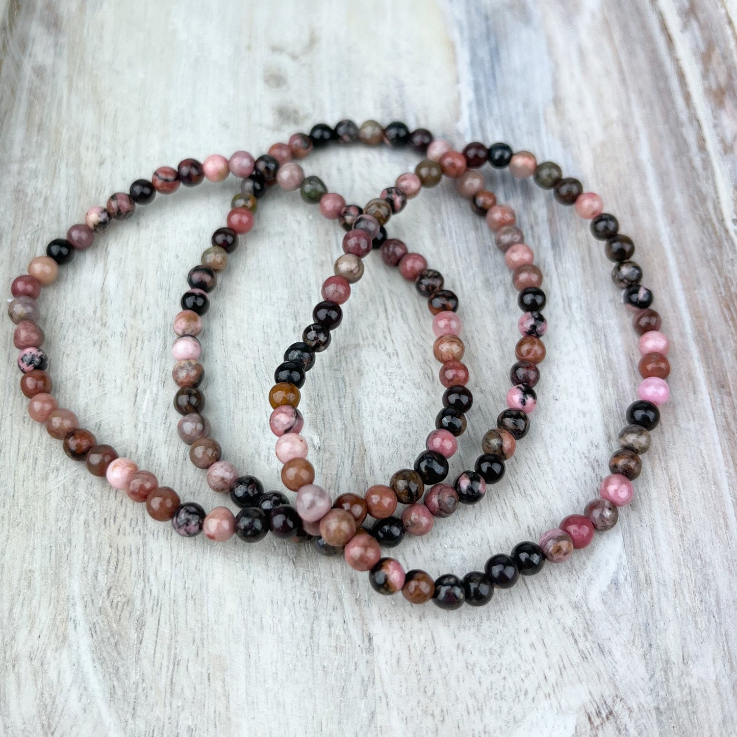 Rhodonite Energy Bracelet – Self-Love & Emotional Growth Gift | 4mm Crystal Beads - Crystals for everyone • Crystals And Cord