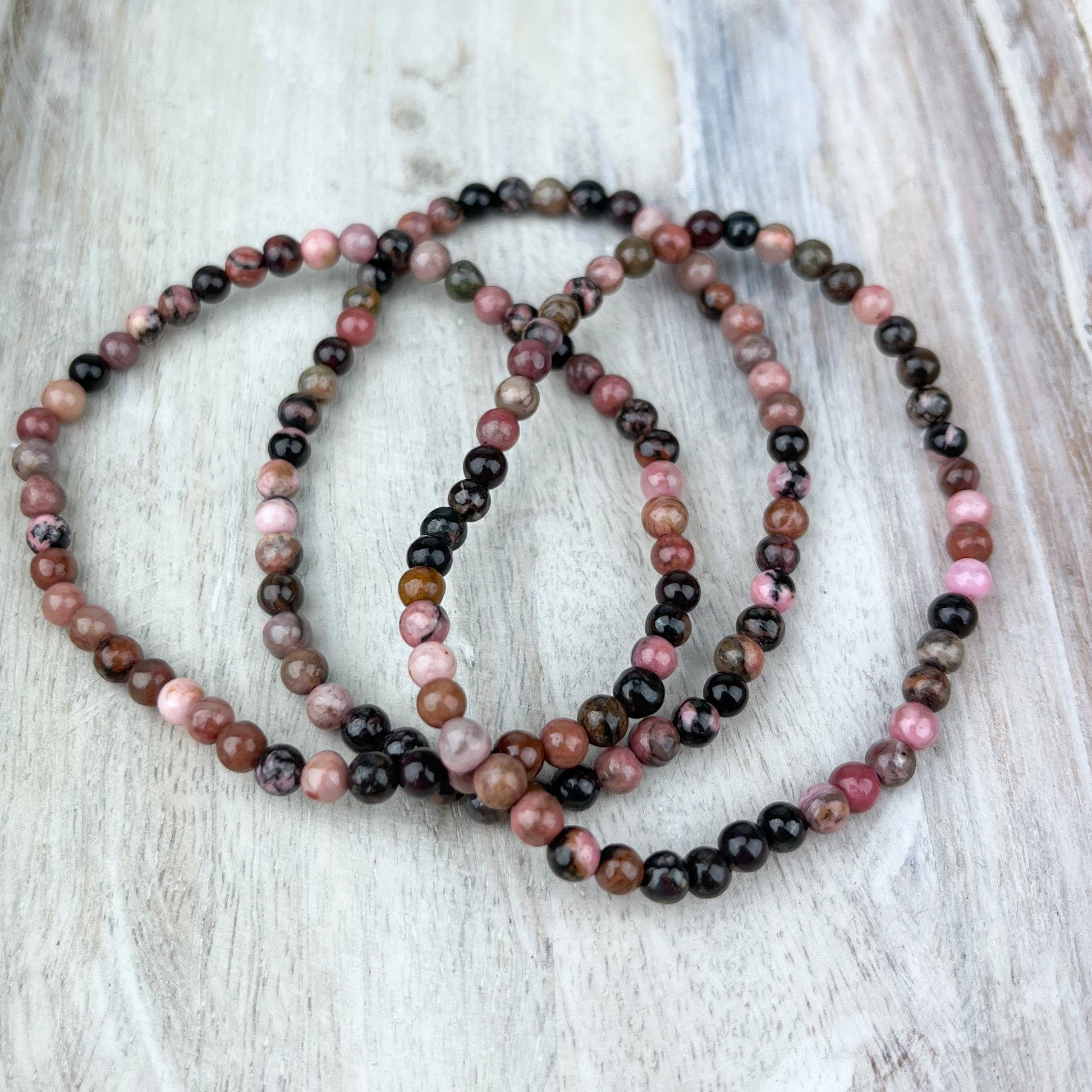Rhodonite Energy Bracelet – Self-Love & Emotional Growth Gift | 4mm Crystal Beads - Crystals for everyone • Crystals And Cord