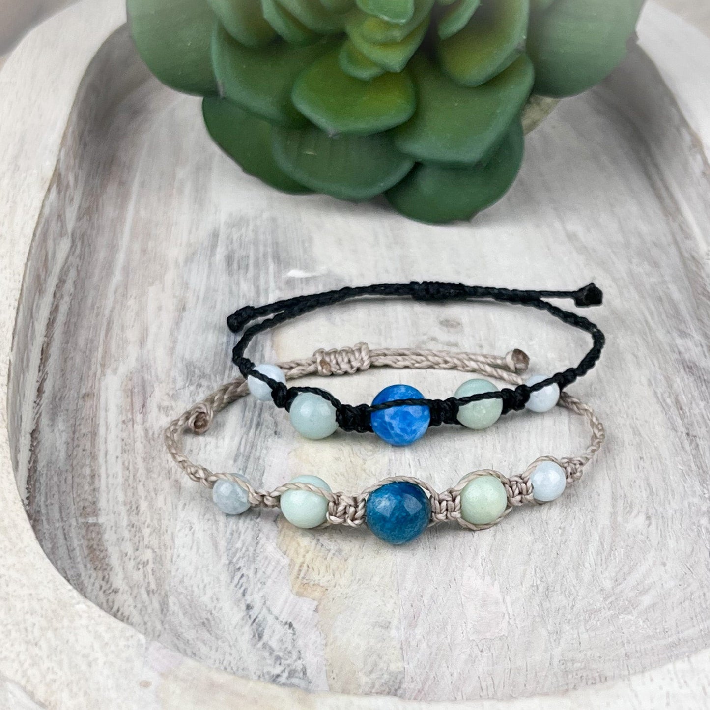 Manifestation Trio – Hand-Knotted Apatite, Amazonite & Aquamarine Bracelet for Clarity, Flow and Inspired Action - Crystals for everyone • Crystals And Cord