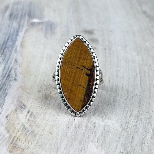 Tiger’s Eye Ring in 925 Sterling Silver – size 6 Protective Crystal Ring for Courage, Focus & Strength - Crystals for everyone • Crystals And Cord