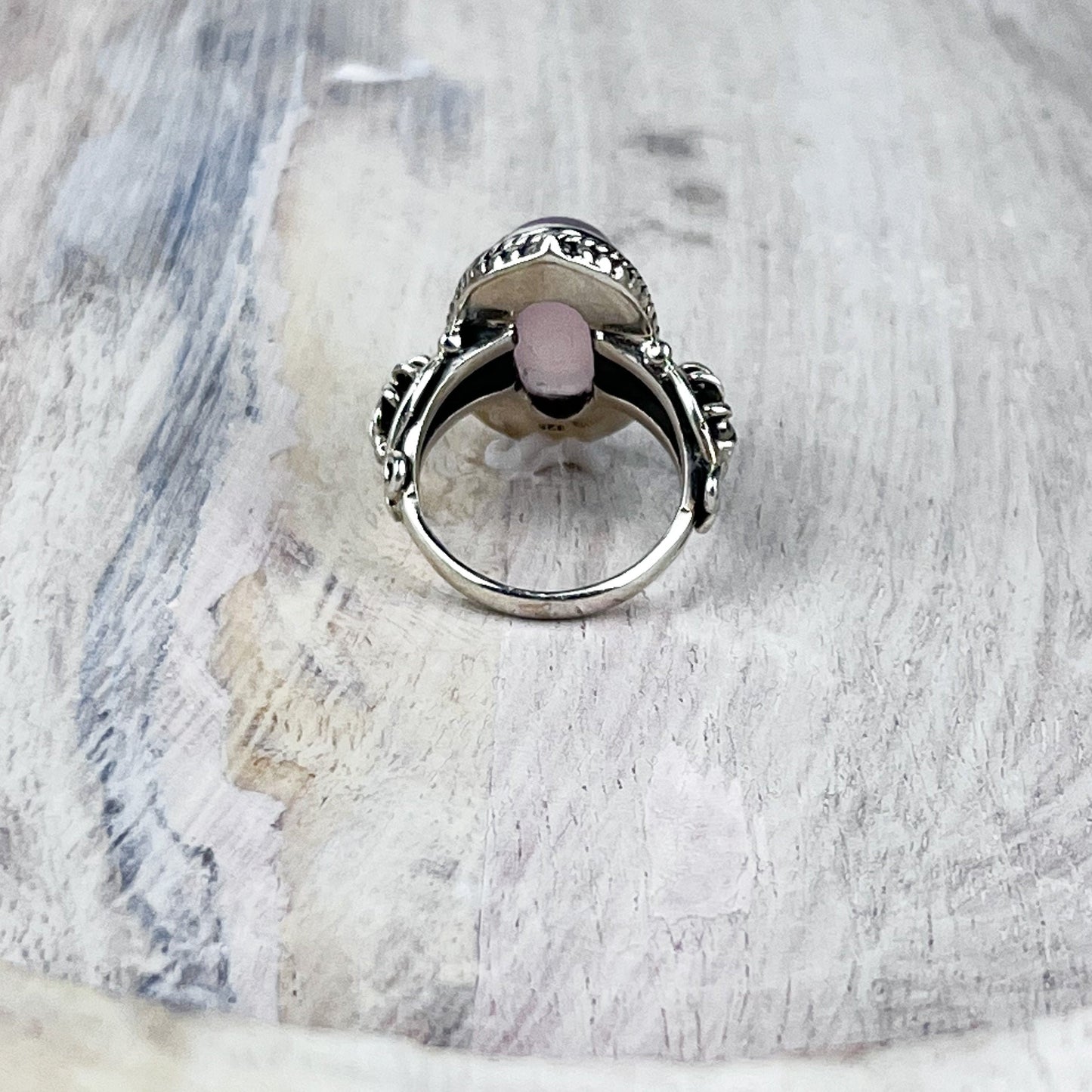 Rose Quartz Ring in Sterling Silver for Self Love and Feminine Energy Spiritual Gift for Her - Crystals for everyone • Crystals And Cord