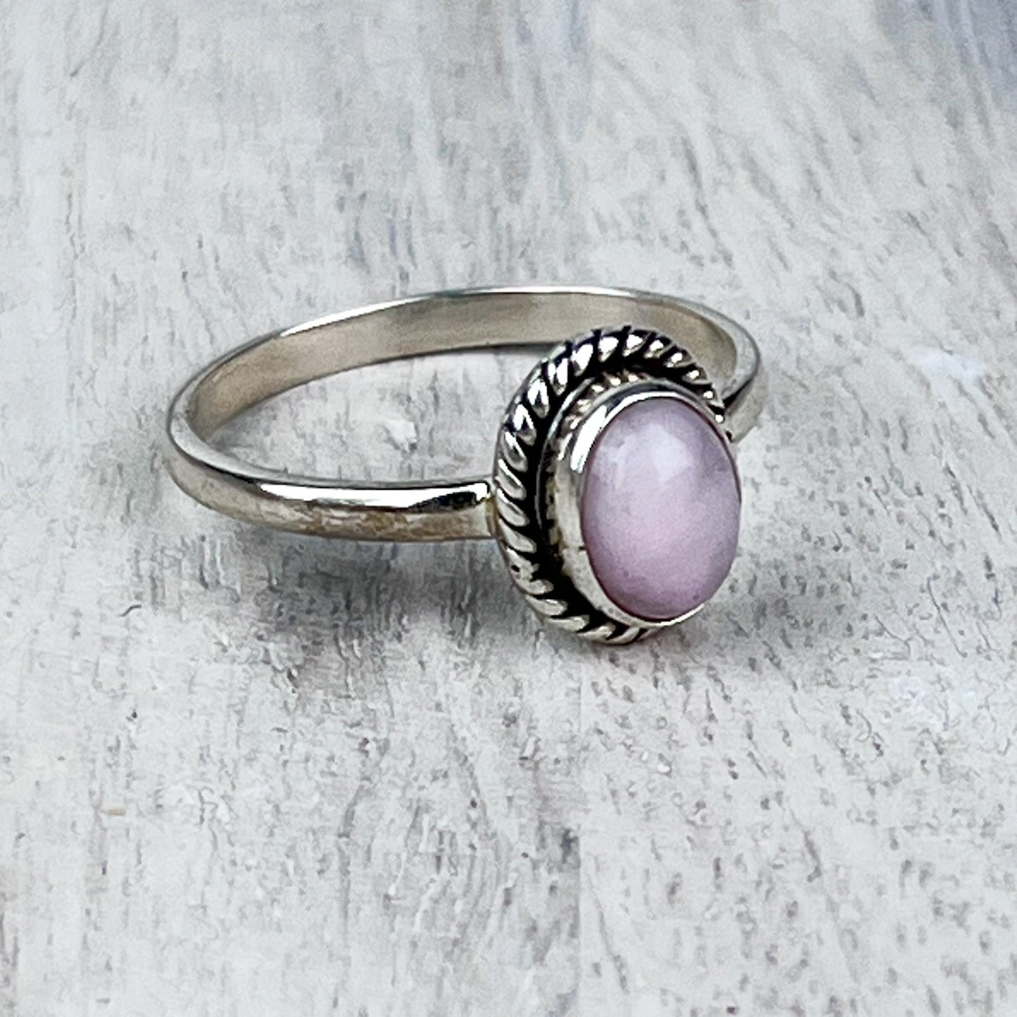 Pink Opal Gemstone .925 Sterling Silver Ring - Crystals for everyone • Crystals And Cord