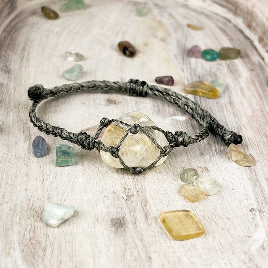 Adjustable Citrine Bracelet for Joy & Abundance - Hand Knotted Crystal Jewelry with Earthy Coastal Vibes - Crystals for everyone • Crystals And Cord