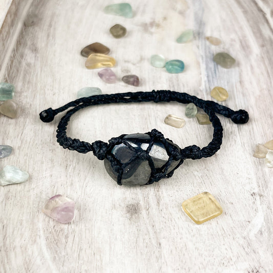 Hand Knotted Crystal Bracelet with Hematite - Adjustable Size, Root Chakra Healing, Grounding Jewelry - Crystals for everyone • Crystals And Cord