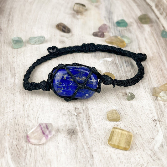 Hand Knotted Lapis Bracelet for Harmony & Truth | Adjustable Size, Water Resistant | Wisdom Stone Jewelry - Crystals for everyone • Crystals And Cord