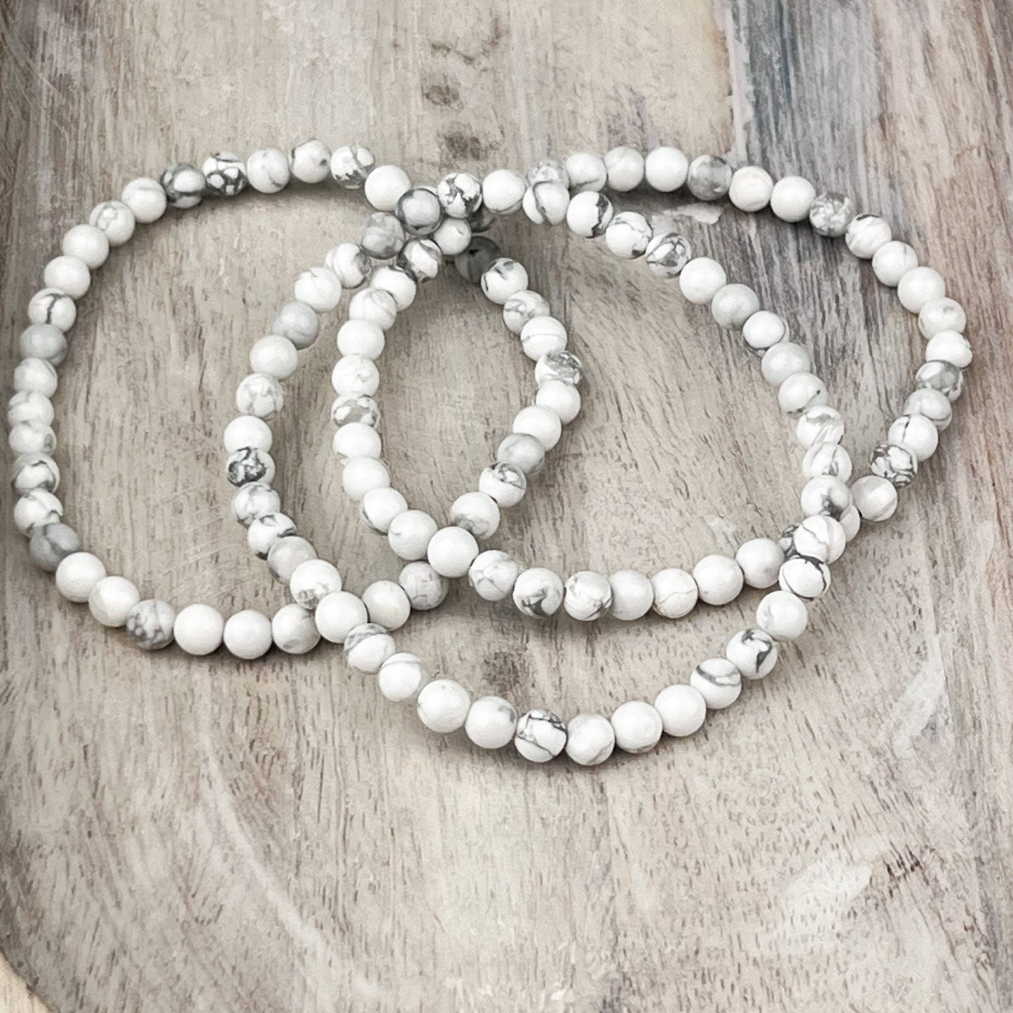 Howlite Crystal Bracelet 4mm Beads for Calm Clarity and Emotional Balance Minimalist Stretch Gemstone Jewelry for Peaceful Souls - Crystals for everyone • Crystals And Cord