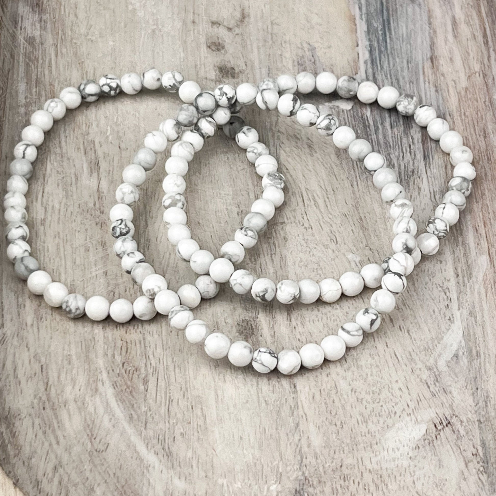 Howlite Crystal Bracelet 4mm Beads for Calm Clarity and Emotional Balance Minimalist Stretch Gemstone Jewelry for Peaceful Souls - Crystals for everyone • Crystals And Cord