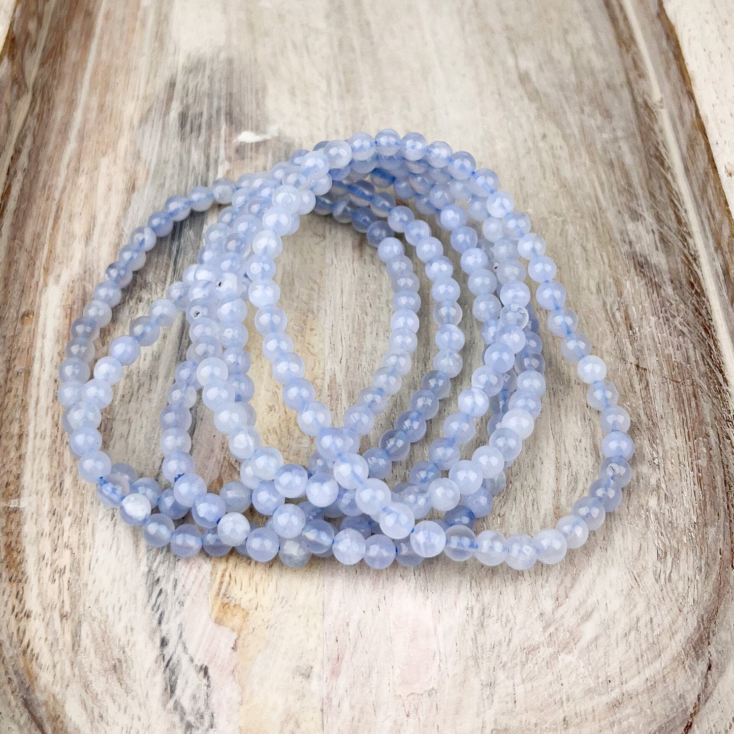 Blue Chalcedony Gemstone Bracelet 4mmrestores balance peaceful and serene vibrations - Crystals for everyone • Crystals And Cord
