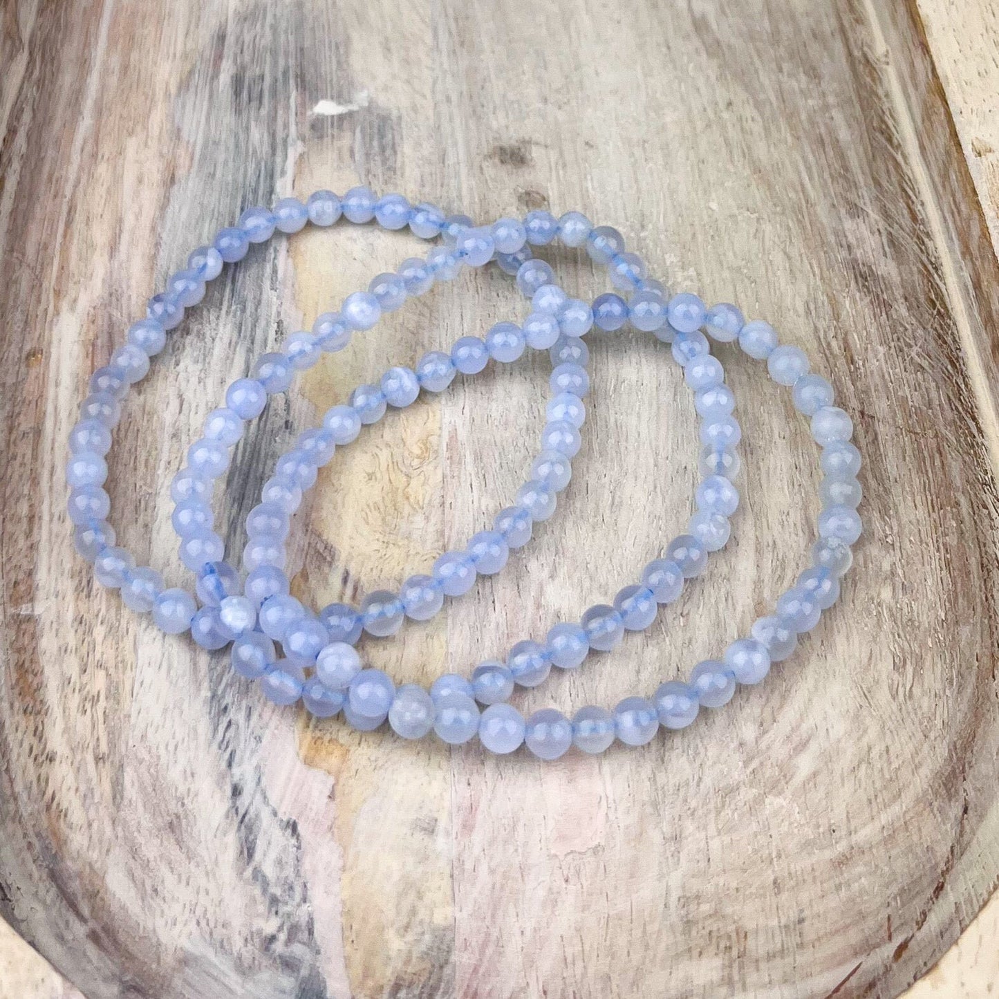 Blue Chalcedony Gemstone Bracelet 4mmrestores balance peaceful and serene vibrations - Crystals for everyone • Crystals And Cord