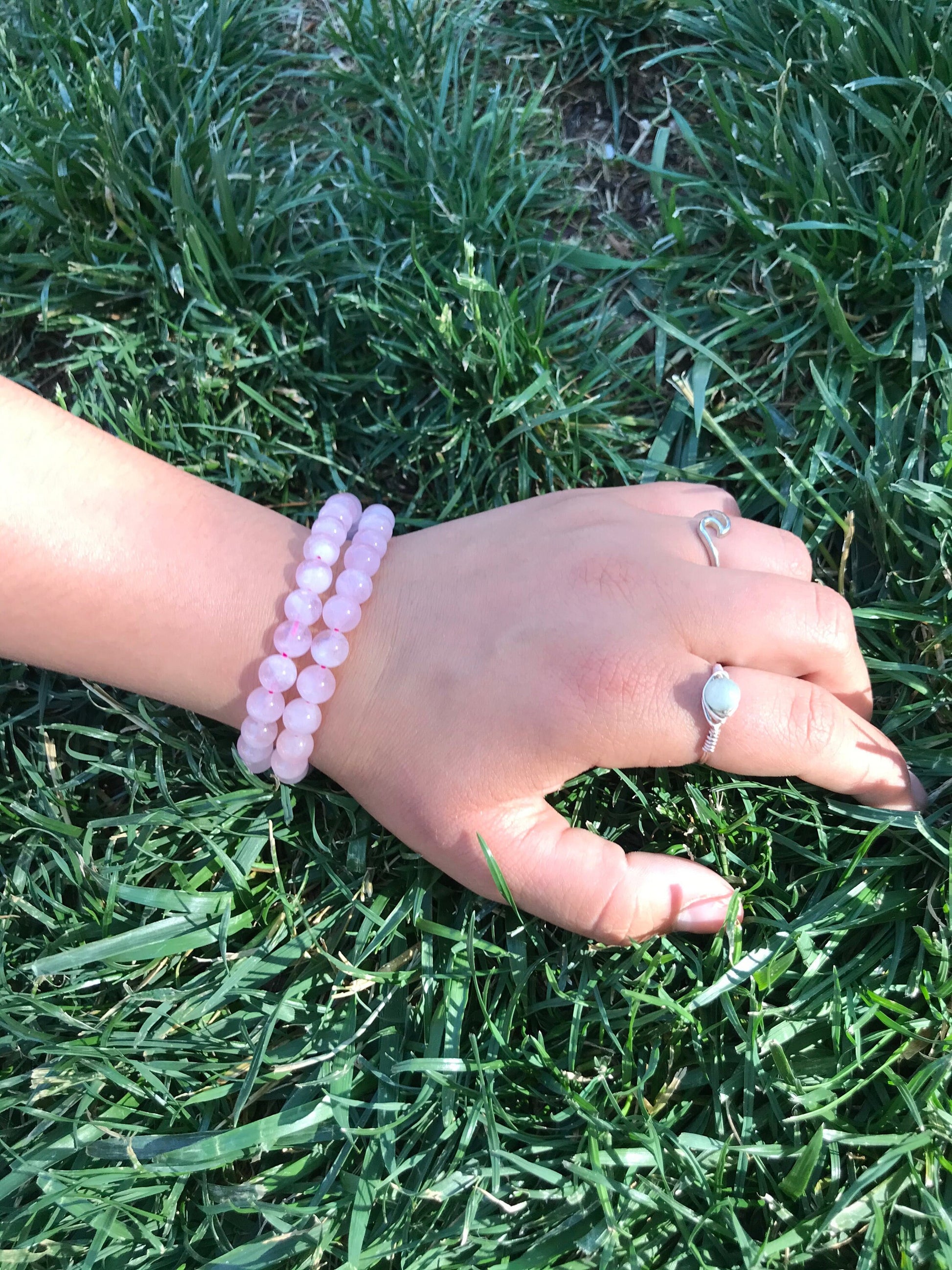 Natural Rose Quartz Gemstone Bracelet with 10mm Beads - Heart Healing, Love, Friendship - Elastic 7.5 inches - Calming, Comforting Energy - Crystals for everyone • Crystals And Cord
