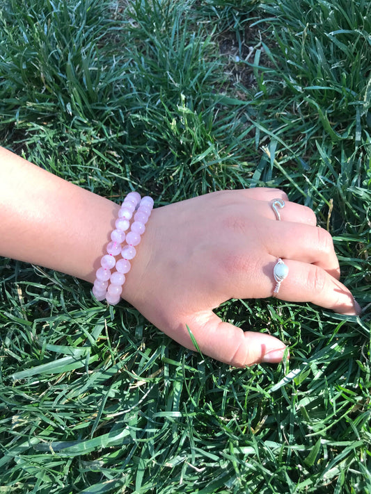 Natural Rose Quartz Gemstone Bracelet with 10mm Beads - Heart Healing, Love, Friendship - Elastic 7.5 inches - Calming, Comforting Energy - Crystals for everyone • Crystals And Cord