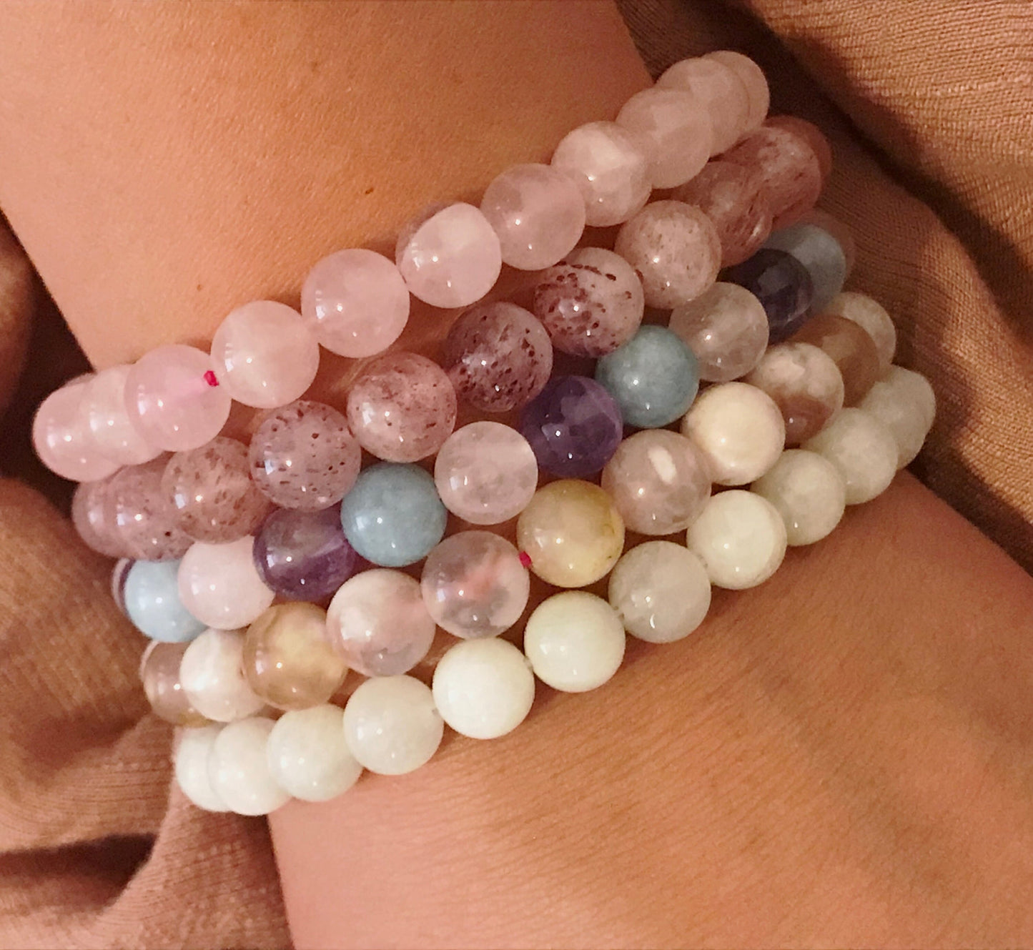 Natural Rose Quartz Gemstone Bracelet with 10mm Beads - Heart Healing, Love, Friendship - Elastic 7.5 inches - Calming, Comforting Energy - Crystals for everyone • Crystals And Cord