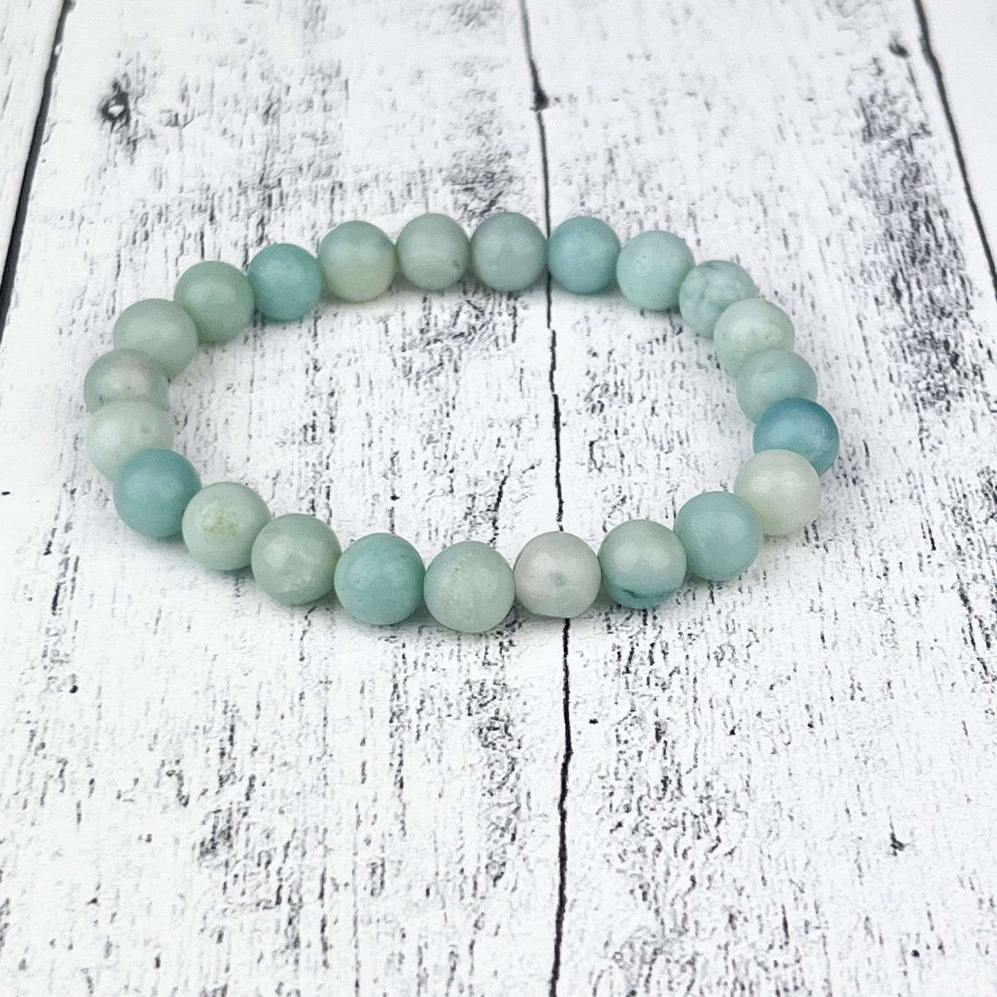 Amazonite Gemstone Beaded Bracelet, Elegant Natural Gemstone 8mm Beads, Calming Energy Accessory, Healing Crystals and Stones Jewelry - Crystals for everyone • Crystals And Cord