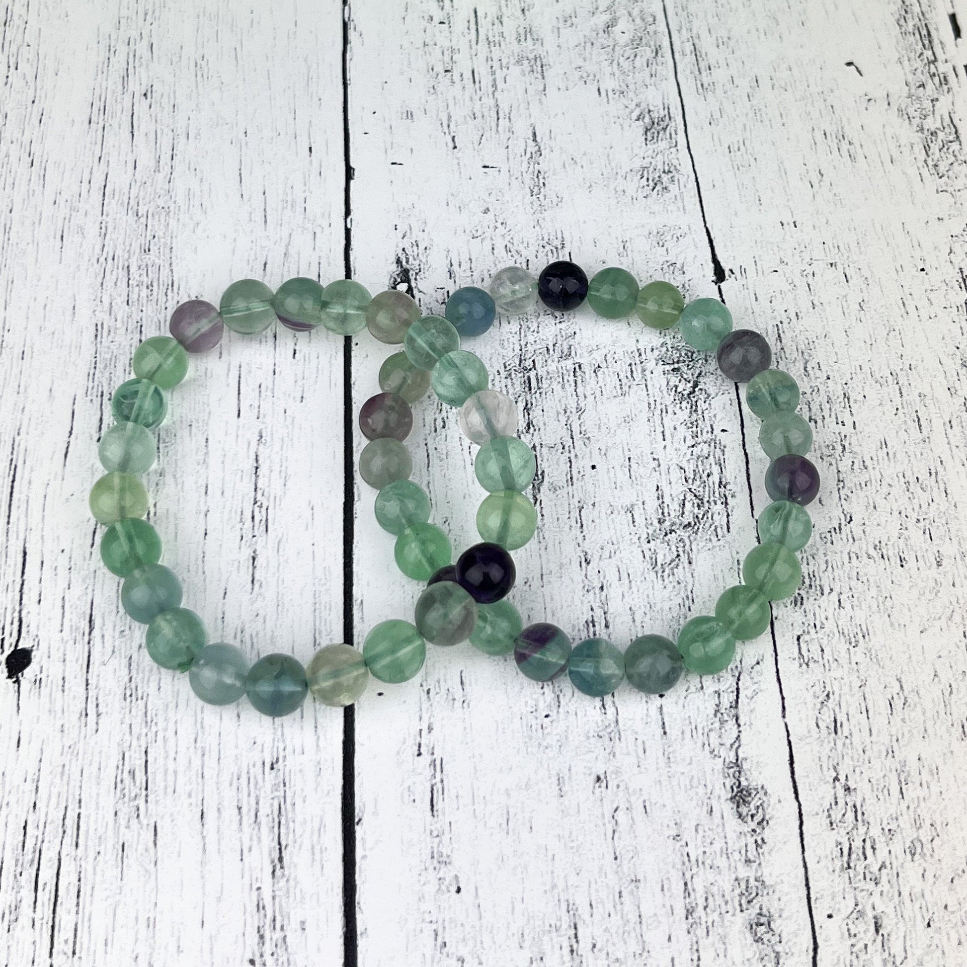 Fluorite Bead Bracelet – Natural Healing Crystal Stretch Bracelet for Clarity & Focus – Elastic Gemstone Jewelry Gift - Crystals for everyone • Crystals And Cord