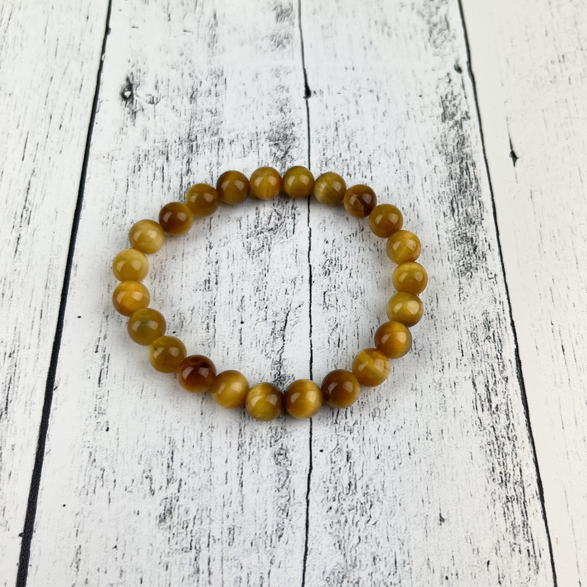 ATTRACT WEALTH & SUCCESS with Tiger Eye Gemstone Bracelet - 8mm Stone Beads for Creativity, Confidence -Grounding Energy - Crystals for everyone • Crystals And Cord