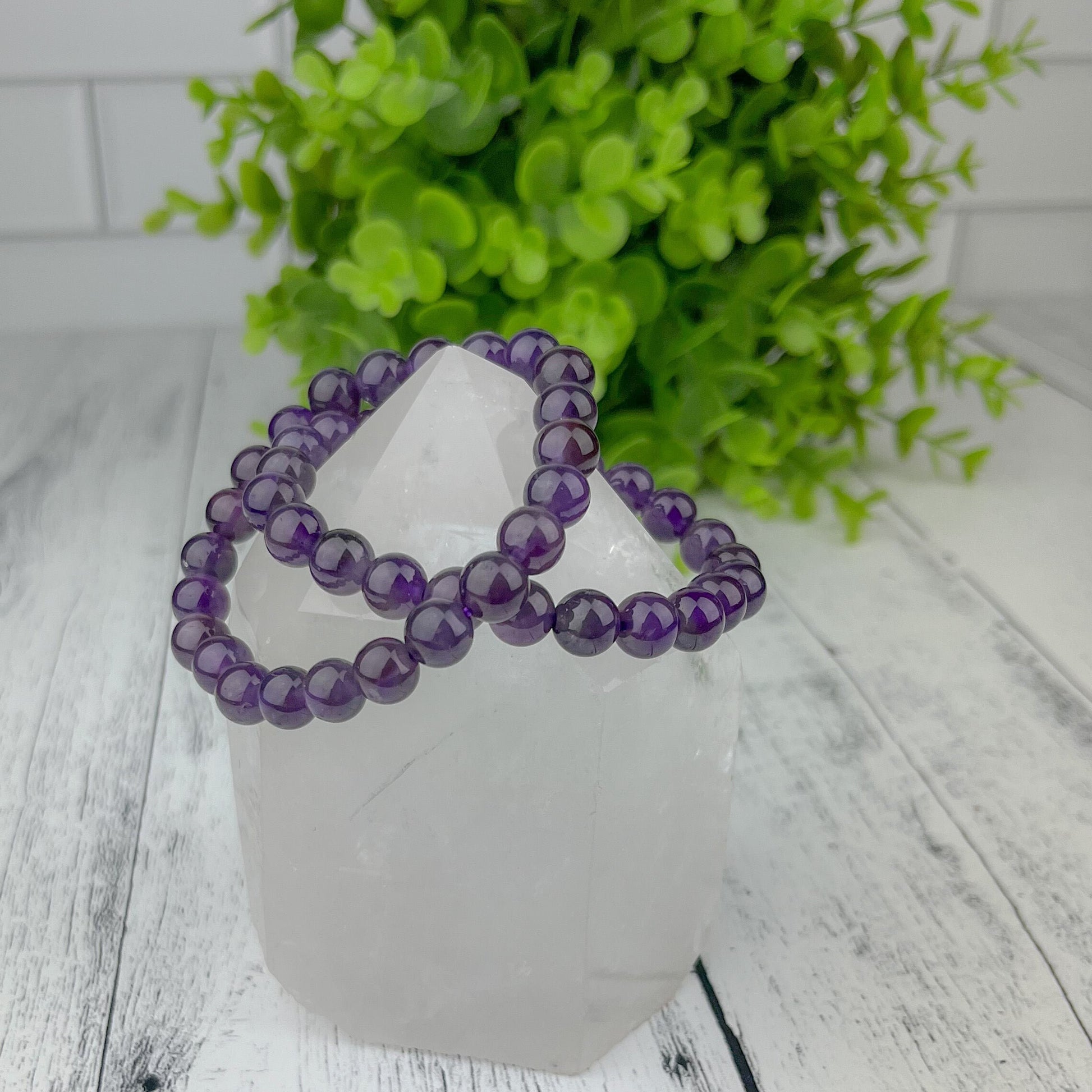 Amethyst Gemstone Beaded Bracelet, Elegant Natural 8mm Gemstone Beads, Calming Energy Accessory, Healing Crystals and Stone - Crystals for everyone • Crystals And Cord