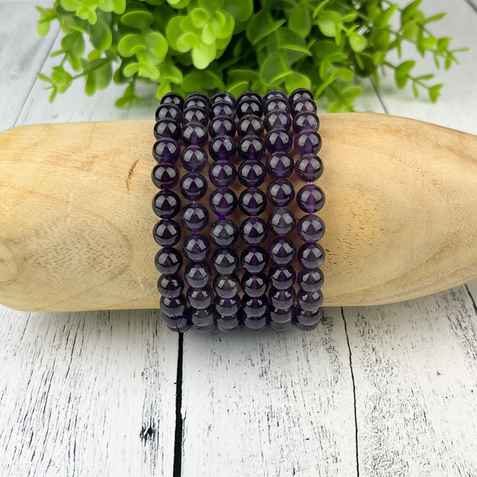 Amethyst Gemstone Beaded Bracelet, Elegant Natural 8mm Gemstone Beads, Calming Energy Accessory, Healing Crystals and Stone - Crystals for everyone • Crystals And Cord
