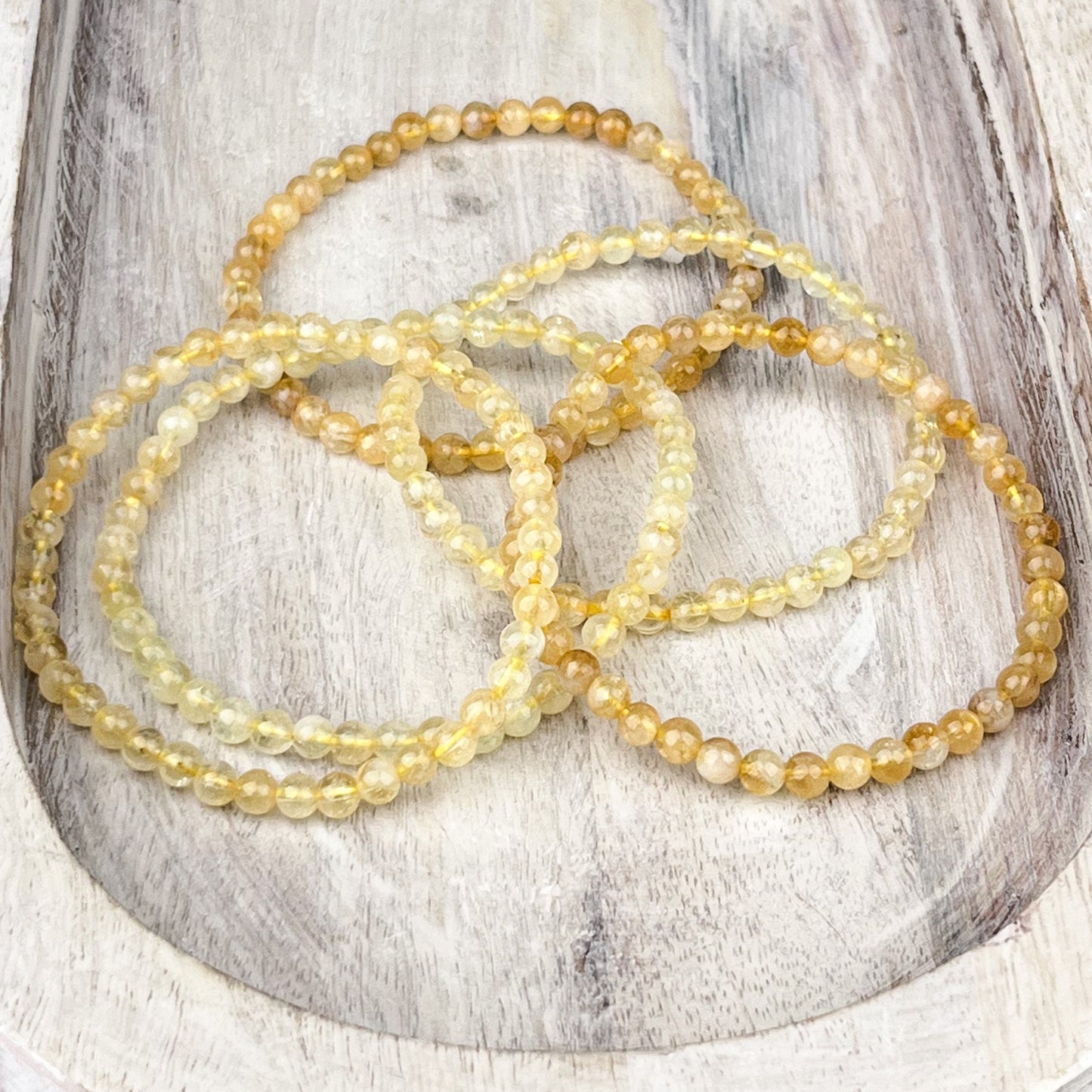 Citrine Gemstone Bracelet 4mm promotes wealth prosperity and success Raises self esteem and confidence - Crystals for everyone • Crystals And Cord