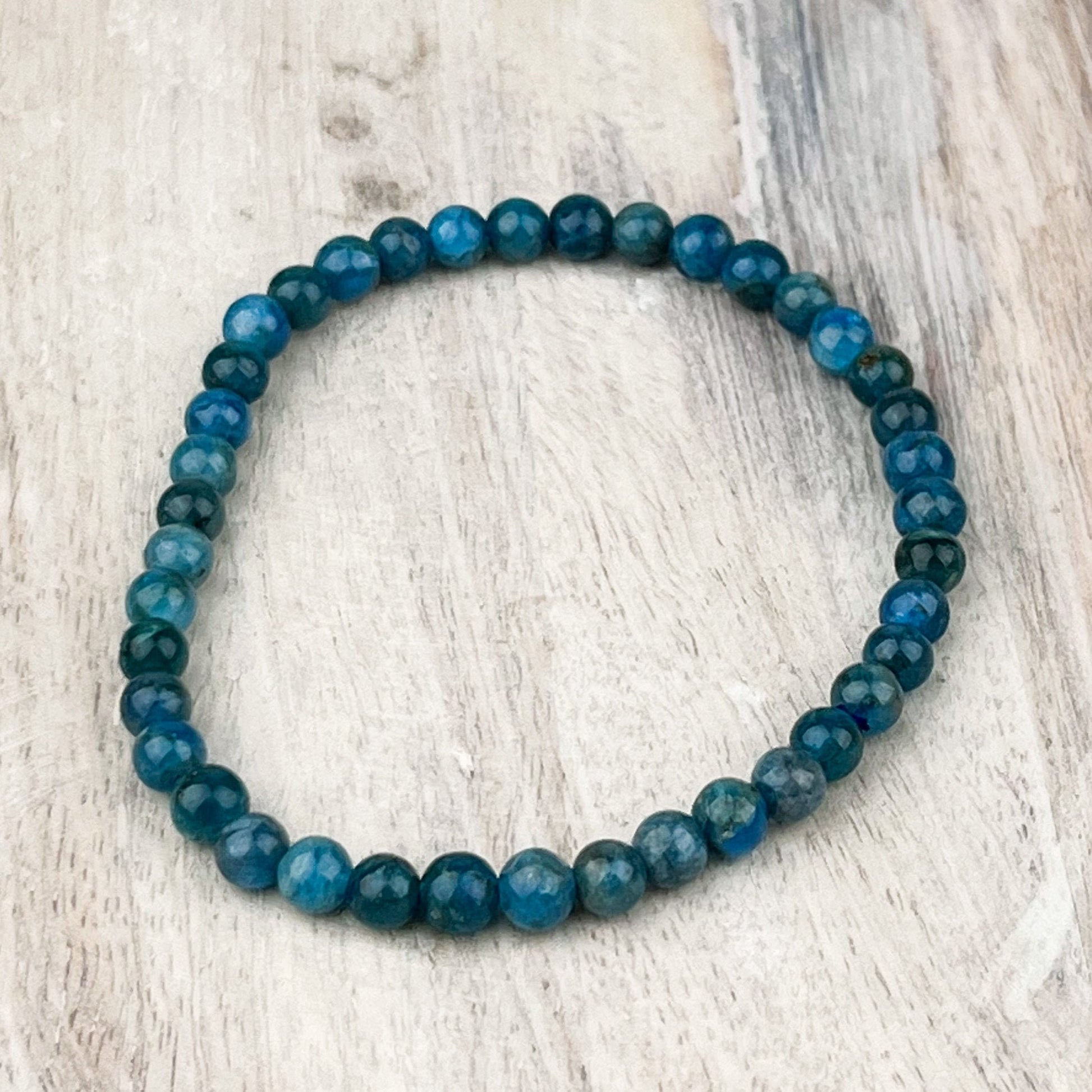 Blue Apatite Crystal Bracelet – 4mm Natural Gemstone Beads – Stretch Bracelet for Clarity, Intuition & Inner Peace – Minimalist Stacking - Crystals for everyone • Crystals And Cord