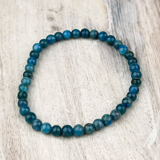 Blue Apatite Crystal Bracelet – 4mm Natural Gemstone Beads – Stretch Bracelet for Clarity, Intuition & Inner Peace – Minimalist Stacking - Crystals for everyone • Crystals And Cord