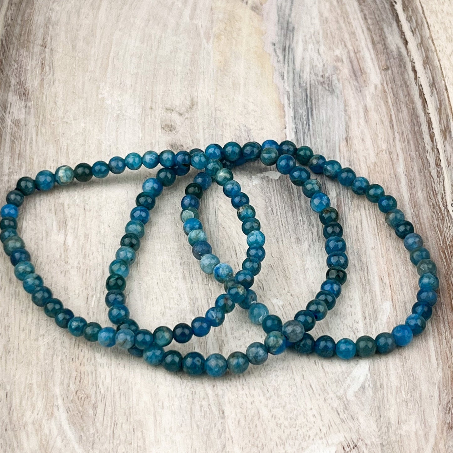 Blue Apatite Crystal Bracelet – 4mm Natural Gemstone Beads – Stretch Bracelet for Clarity, Intuition & Inner Peace – Minimalist Stacking - Crystals for everyone • Crystals And Cord