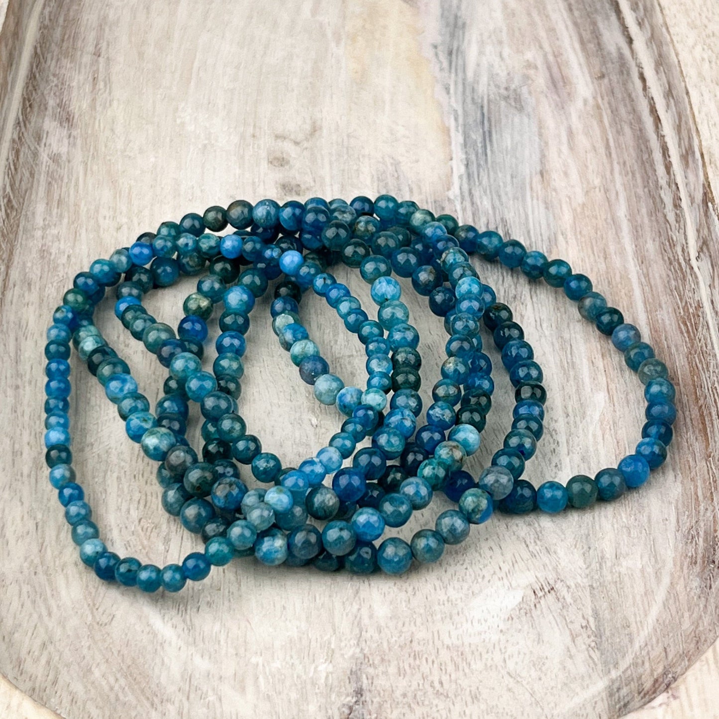 Blue Apatite Crystal Bracelet – 4mm Natural Gemstone Beads – Stretch Bracelet for Clarity, Intuition & Inner Peace – Minimalist Stacking - Crystals for everyone • Crystals And Cord