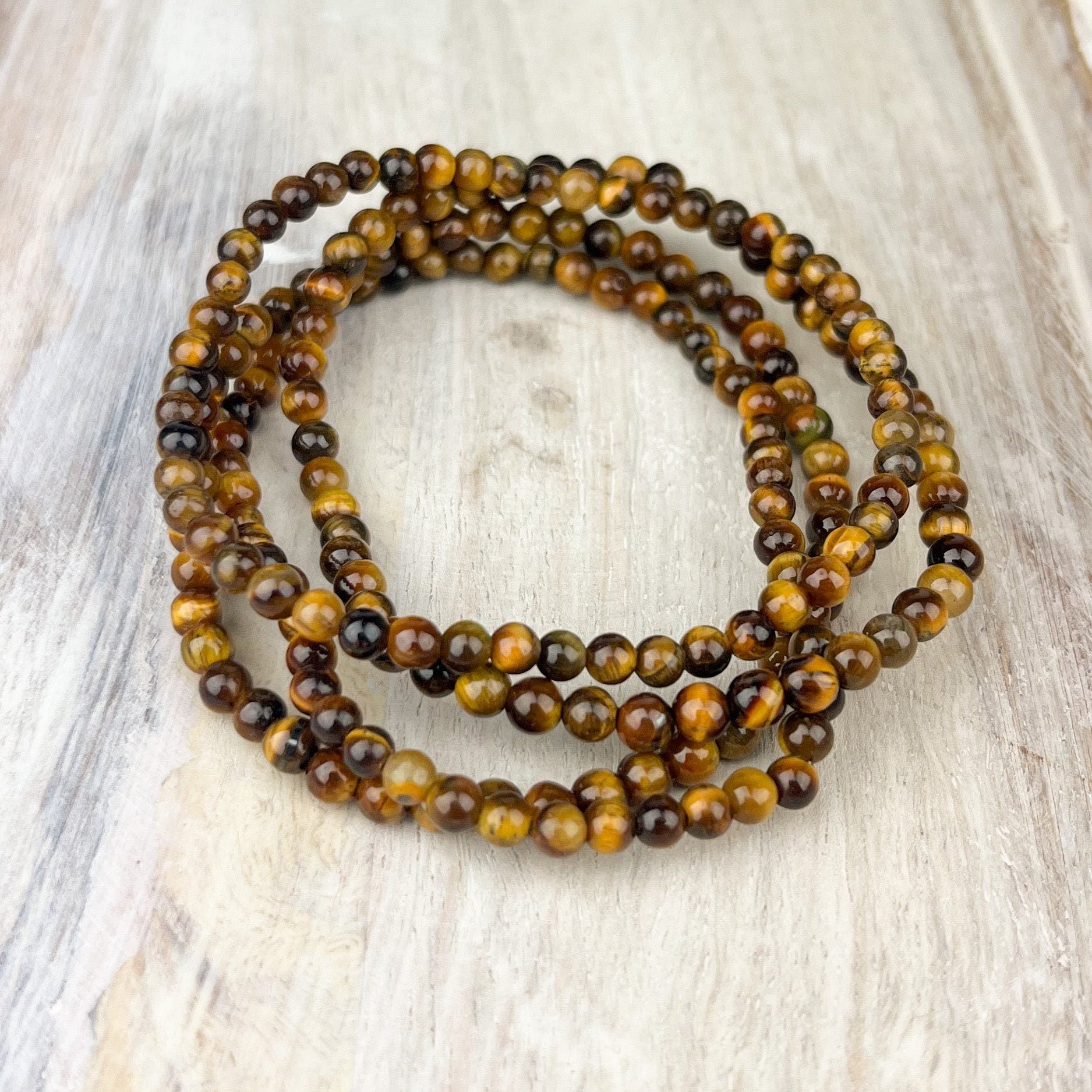 Tiger Eye Gemstone Bracelet for Wealth, Prosperity & Success - 4mm Stone Beads - Business Crystal Jewelry - Crystals for everyone • Crystals And Cord