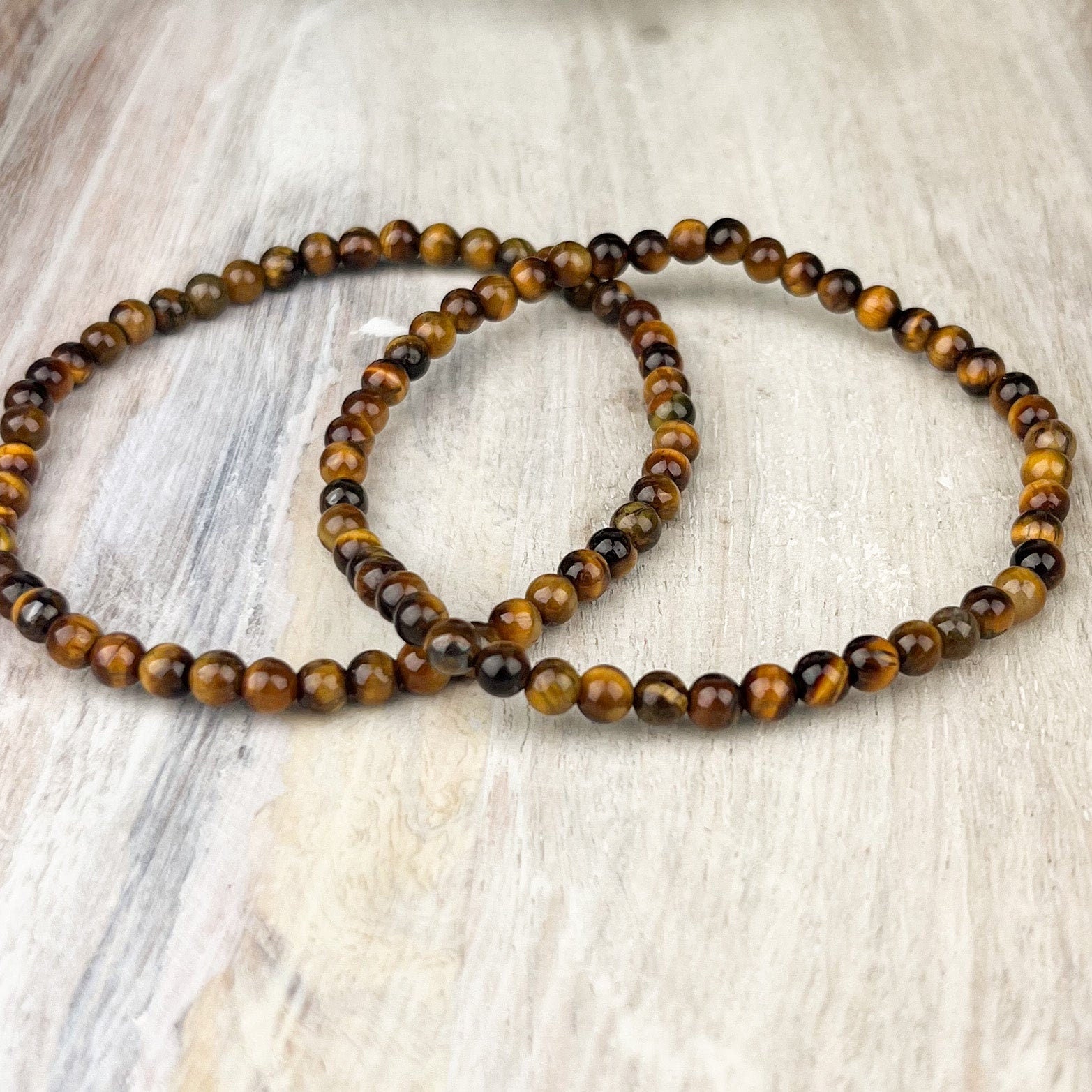 Tiger Eye Gemstone Bracelet for Wealth, Prosperity & Success - 4mm Stone Beads - Business Crystal Jewelry - Crystals for everyone • Crystals And Cord