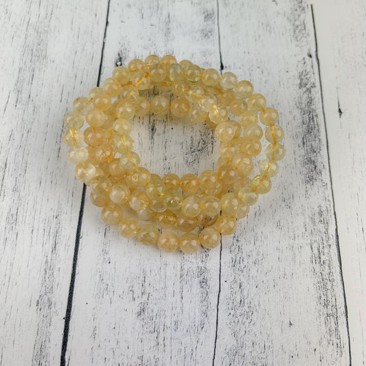 Citrine Gemstone Bracelet for Wealth, Prosperity, and Creativity - 8mm Stone Beads - Elastic 7.5 Inch Bracelet - Crystals for everyone • Crystals And Cord
