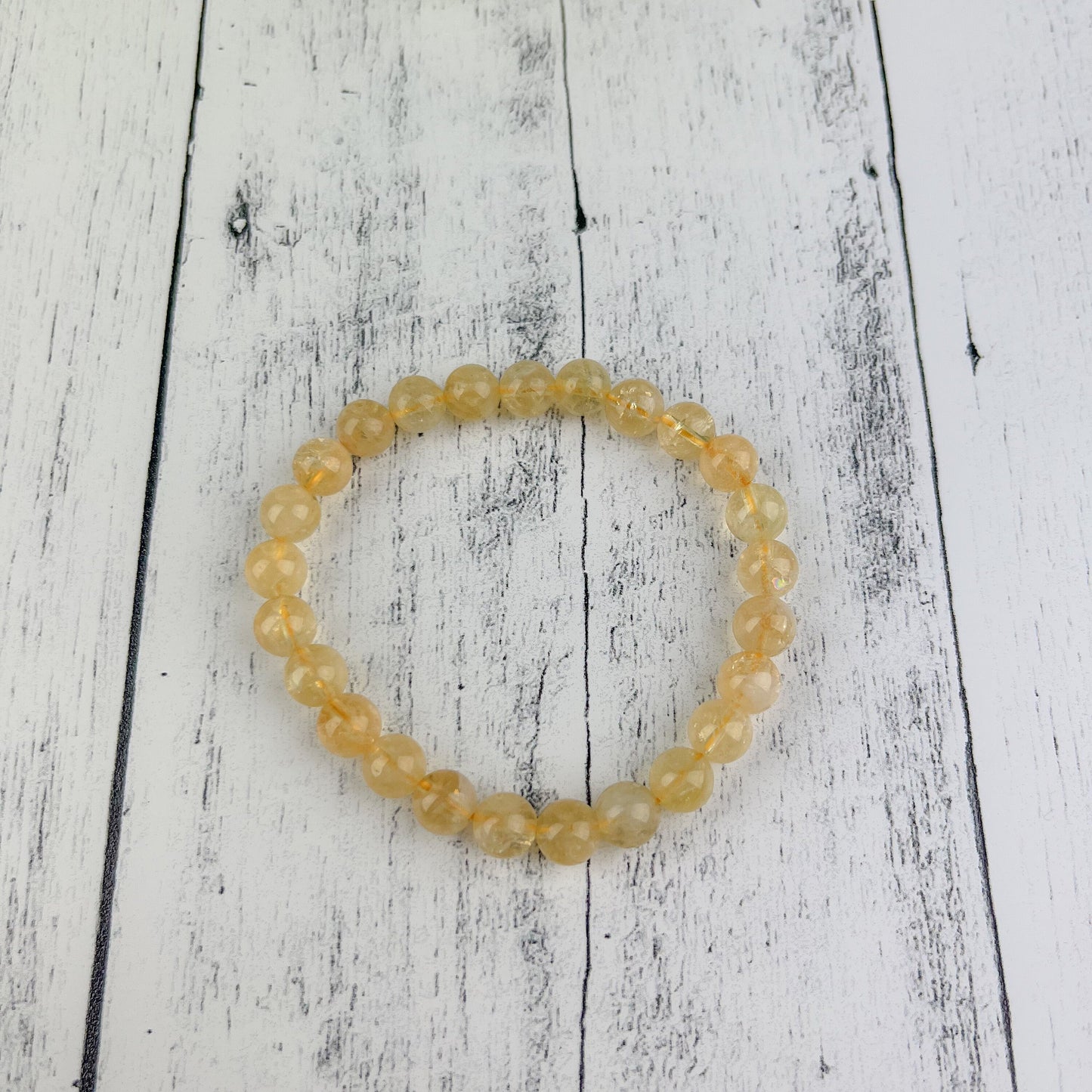 Citrine Gemstone Bracelet for Wealth, Prosperity, and Creativity - 8mm Stone Beads - Elastic 7.5 Inch Bracelet - Crystals for everyone • Crystals And Cord