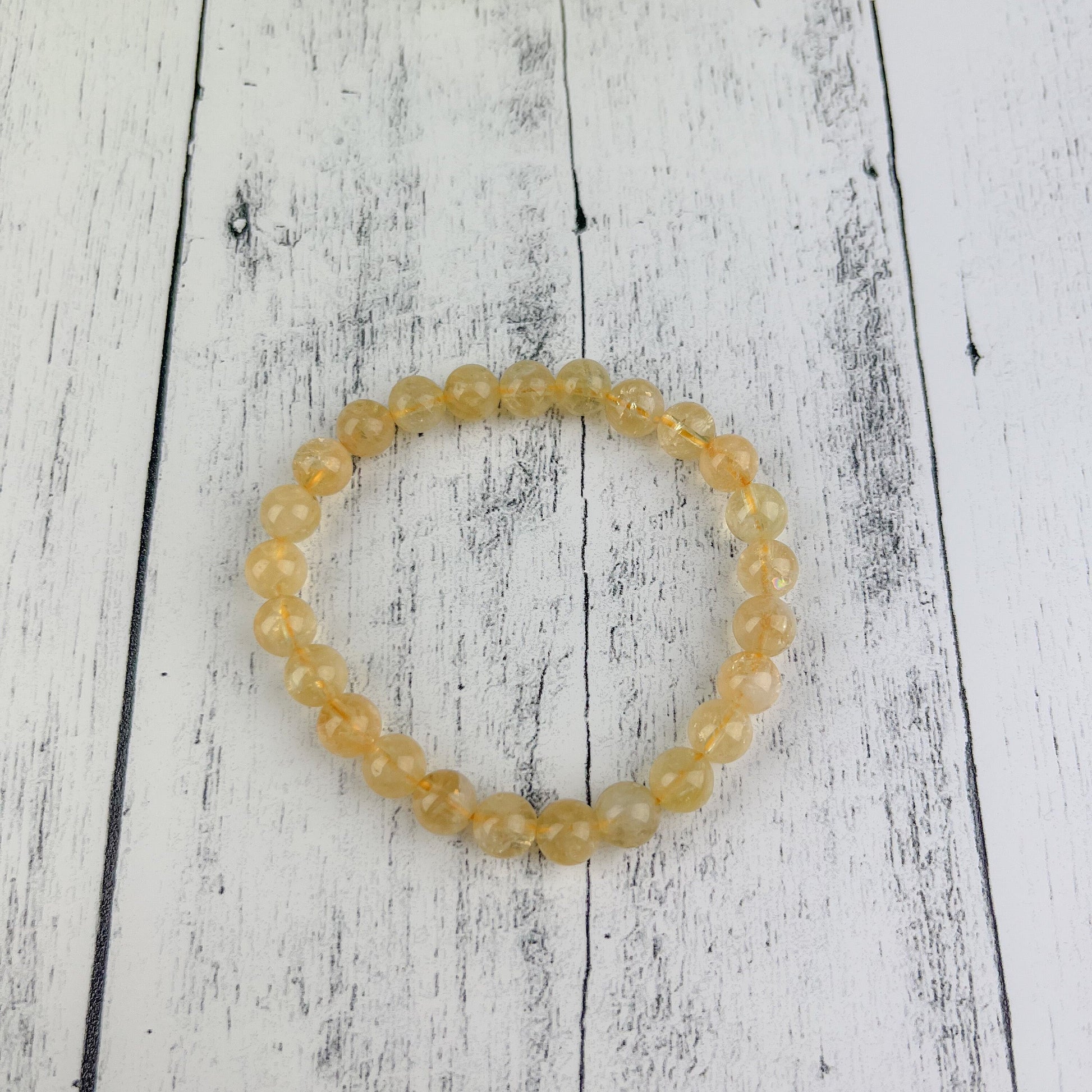 Citrine Gemstone Bracelet for Wealth, Prosperity, and Creativity - 8mm Stone Beads - Elastic 7.5 Inch Bracelet - Crystals for everyone • Crystals And Cord