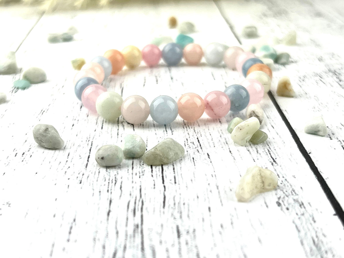 Morganite Bracelet · Chunky 8mm Beads · Crystal Healing Jewelry · Self Love Gift