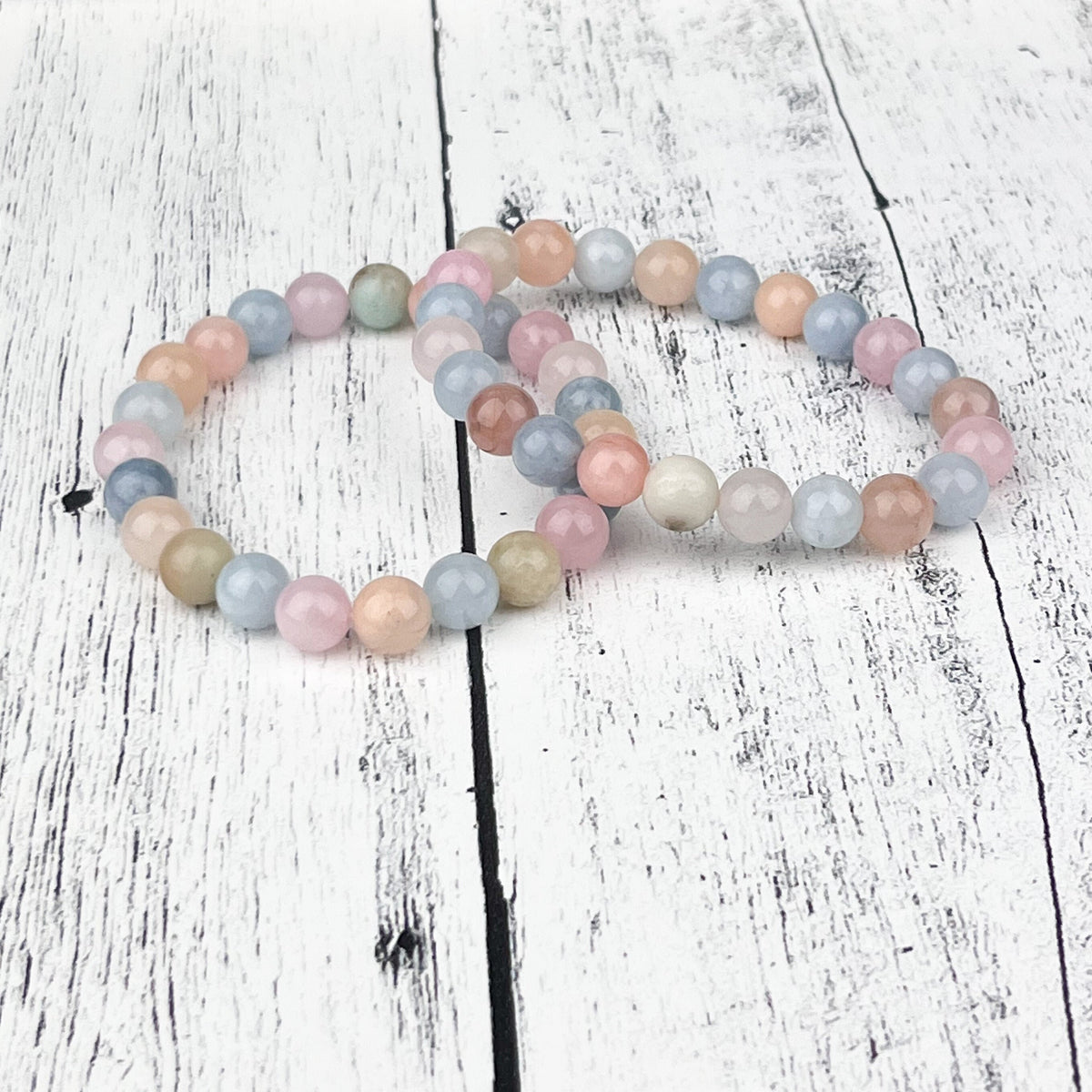 Morganite Bracelet · Chunky 8mm Beads · Crystal Healing Jewelry · Self Love Gift