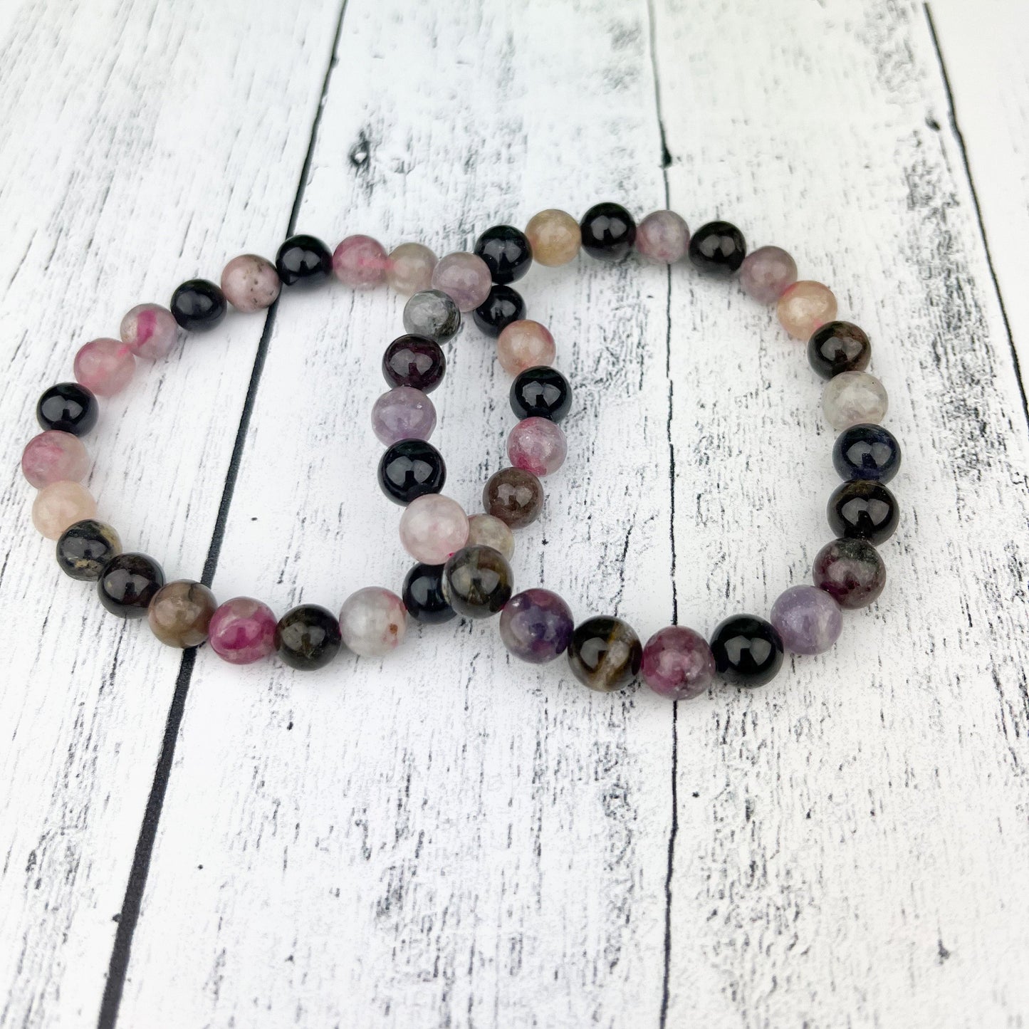 Watermelon Tourmaline Bracelet - Heart Soothing Gemstone Beads 8mm - Stress Relief Meditation Jewelry - Crystals for everyone • Crystals And Cord
