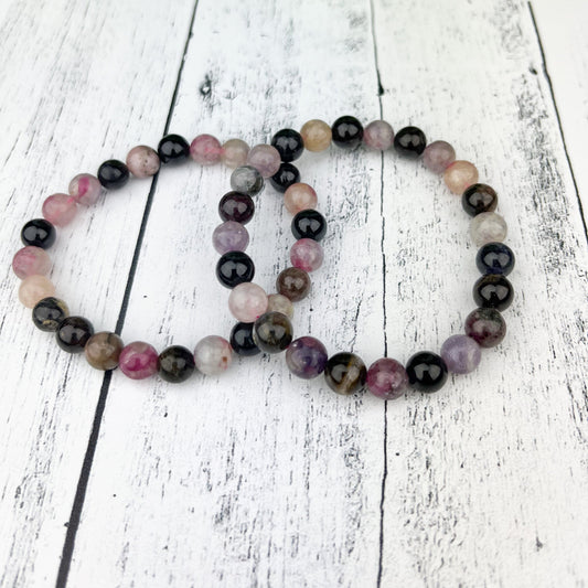 Watermelon Tourmaline Bracelet - Heart Soothing Gemstone Beads 8mm - Stress Relief Meditation Jewelry - Crystals for everyone • Crystals And Cord