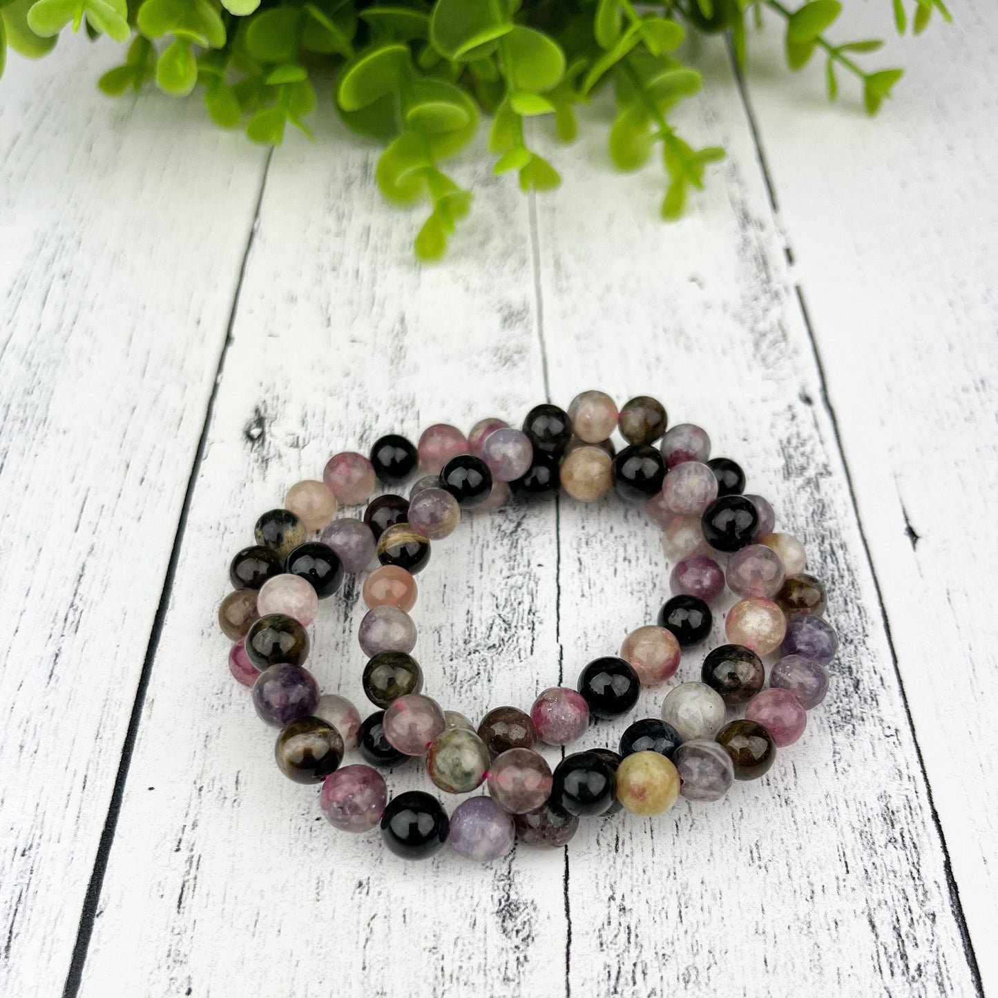 Watermelon Tourmaline Bracelet - Heart Soothing Gemstone Beads 8mm - Stress Relief Meditation Jewelry - Crystals for everyone • Crystals And Cord