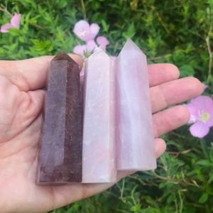 Healing Energy Tower Set - Red Aventurine, Pink Opal, Rose Quartz - Love, Compassion, Positivity - Crystal Towers for Heart Chakra Balancing - Crystals for everyone • Crystals And Cord