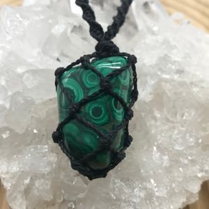 Hand Knotted Malachite Necklace - Water Resistant Braided Stone Jewelry for Transformation and Balance - Crystals for everyone • Crystals And Cord