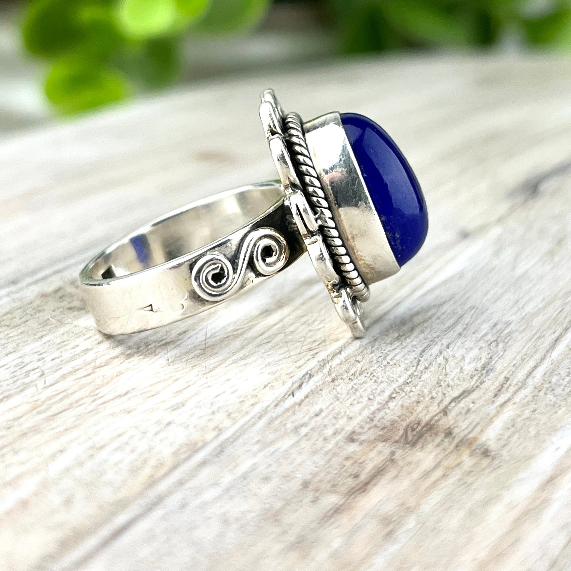 Blue Chalcedony Silver Ring - Size 8 - Balance & Stability Gemstone Jewelry - Serene - Grounding Energy - Handcrafted Sterling Silver - Crystals for everyone • Crystals And Cord