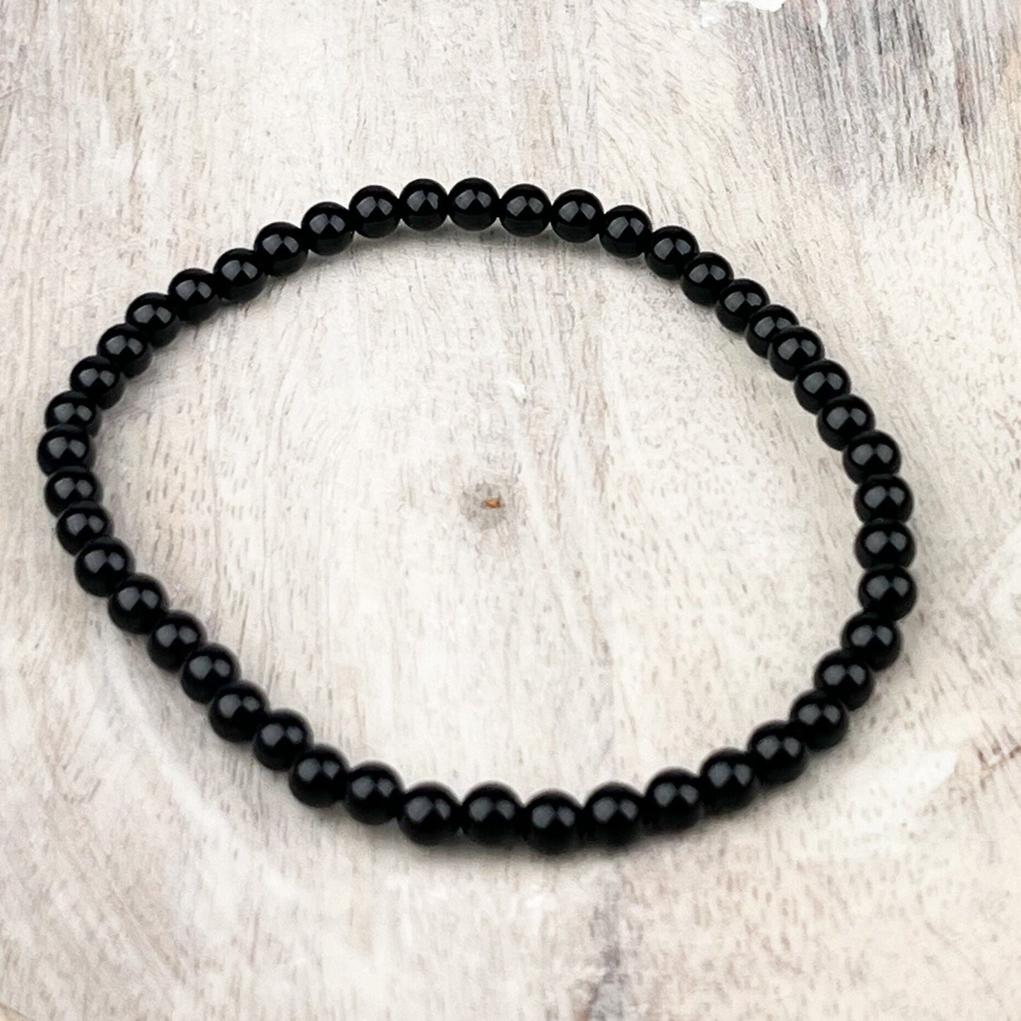 Natural Black Tourmaline Gemstone Bracelet - Protective 4mm Stone Beads for Anxiety Relief and Energy Cleansing - Crystals for everyone • Crystals And Cord