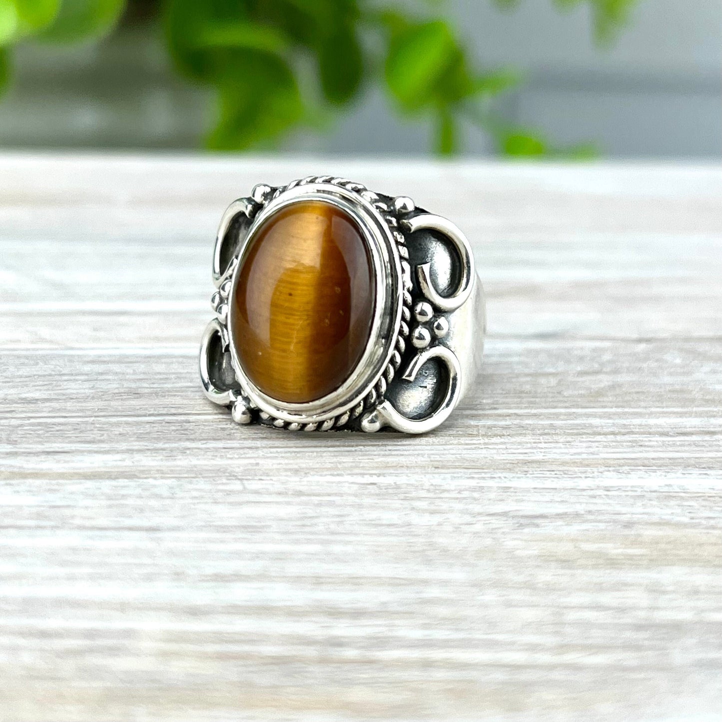ATTRACT Wealth & Success with Tiger Eye Sterling Silver Ring | Size 8 | Business Stone for Entrepreneurs | Protection Amulet - Confidence - Crystals for everyone • Crystals And Cord