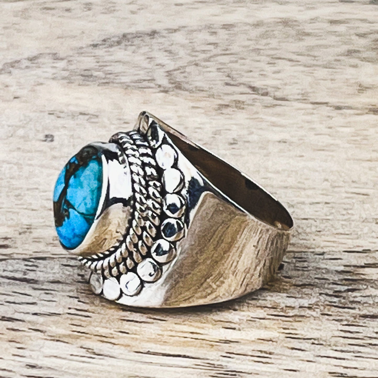 Turquoise Ring Sterling Silver Size 7 • Natural Blue Gemstone Ring • December Birthstone Jewelry • Boho Crystal Ring • Gift for Her - Crystals for everyone • Crystals And Cord