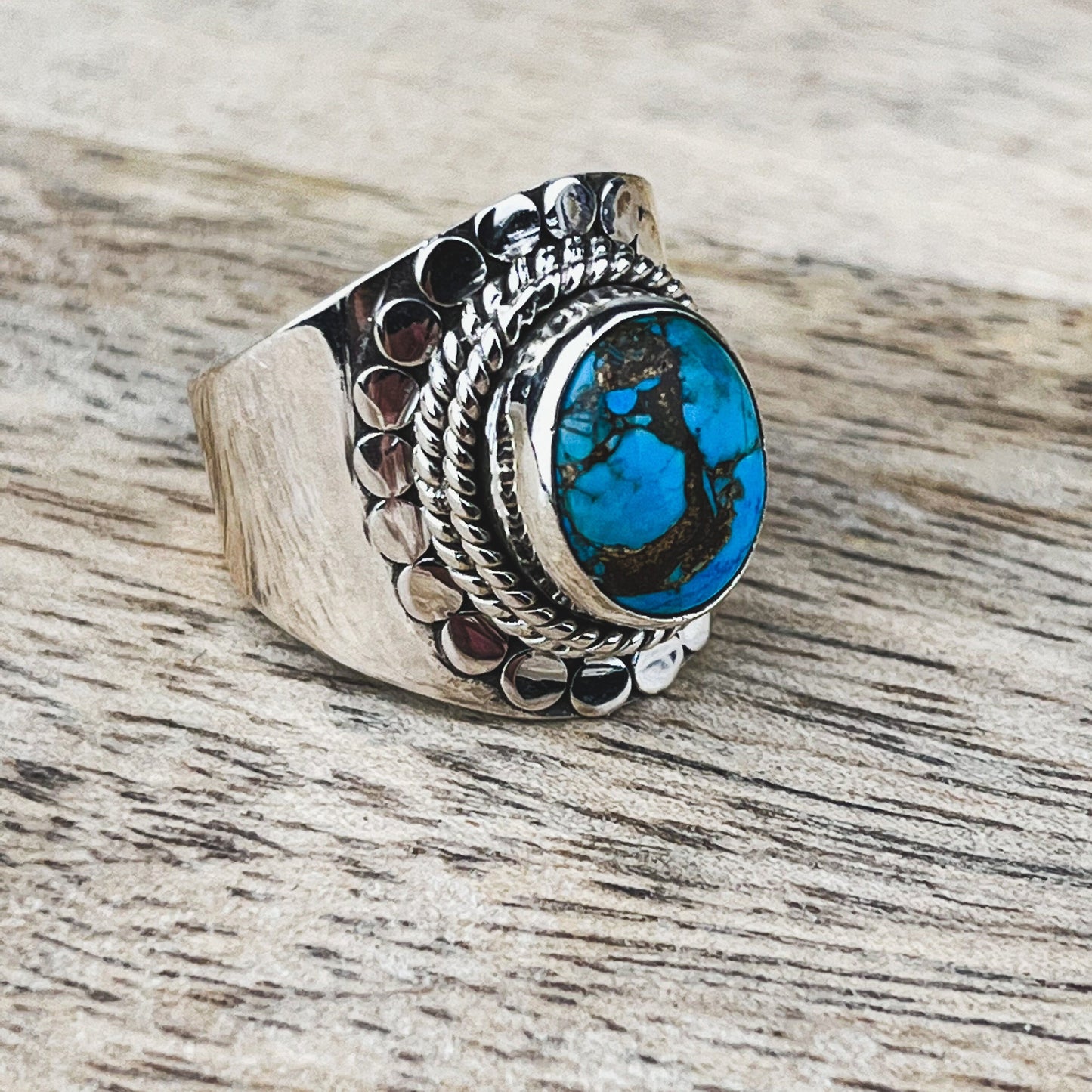 Turquoise Ring Sterling Silver Size 7 • Natural Blue Gemstone Ring • December Birthstone Jewelry • Boho Crystal Ring • Gift for Her - Crystals for everyone • Crystals And Cord