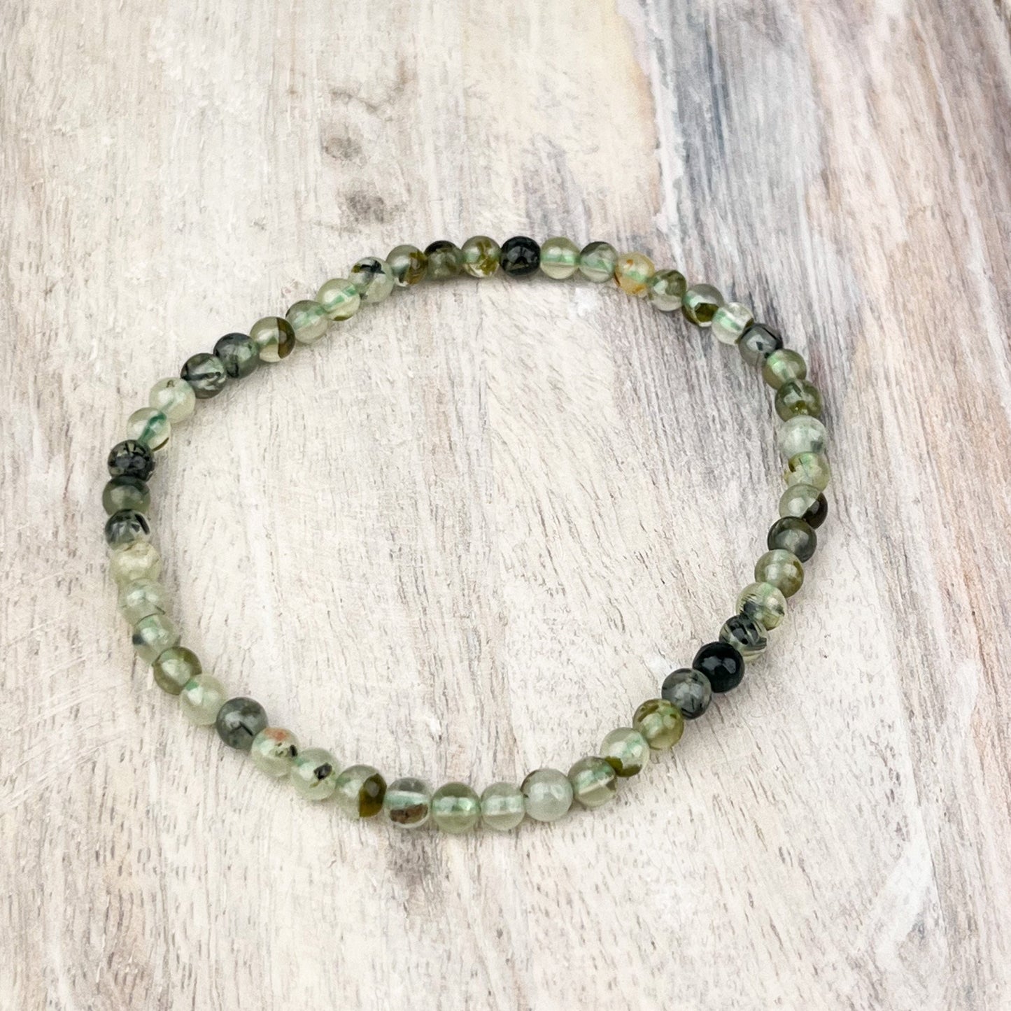 Prehnite Crystal Bracelet – 4mm Gemstone Beads for Peace, Clarity & Emotional Healing - Crystals for everyone • Crystals And Cord