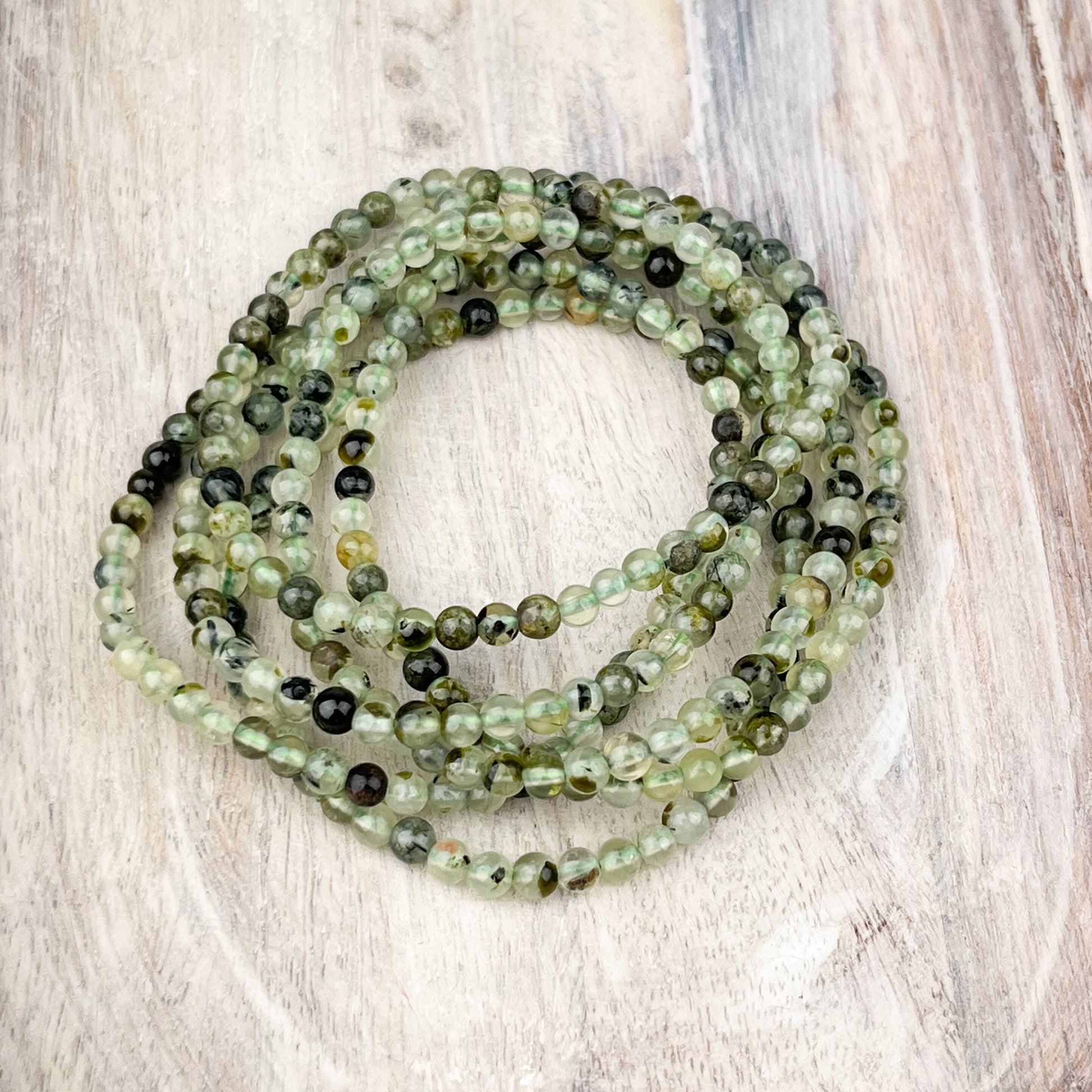 Prehnite Crystal Bracelet – 4mm Gemstone Beads for Peace, Clarity & Emotional Healing - Crystals for everyone • Crystals And Cord