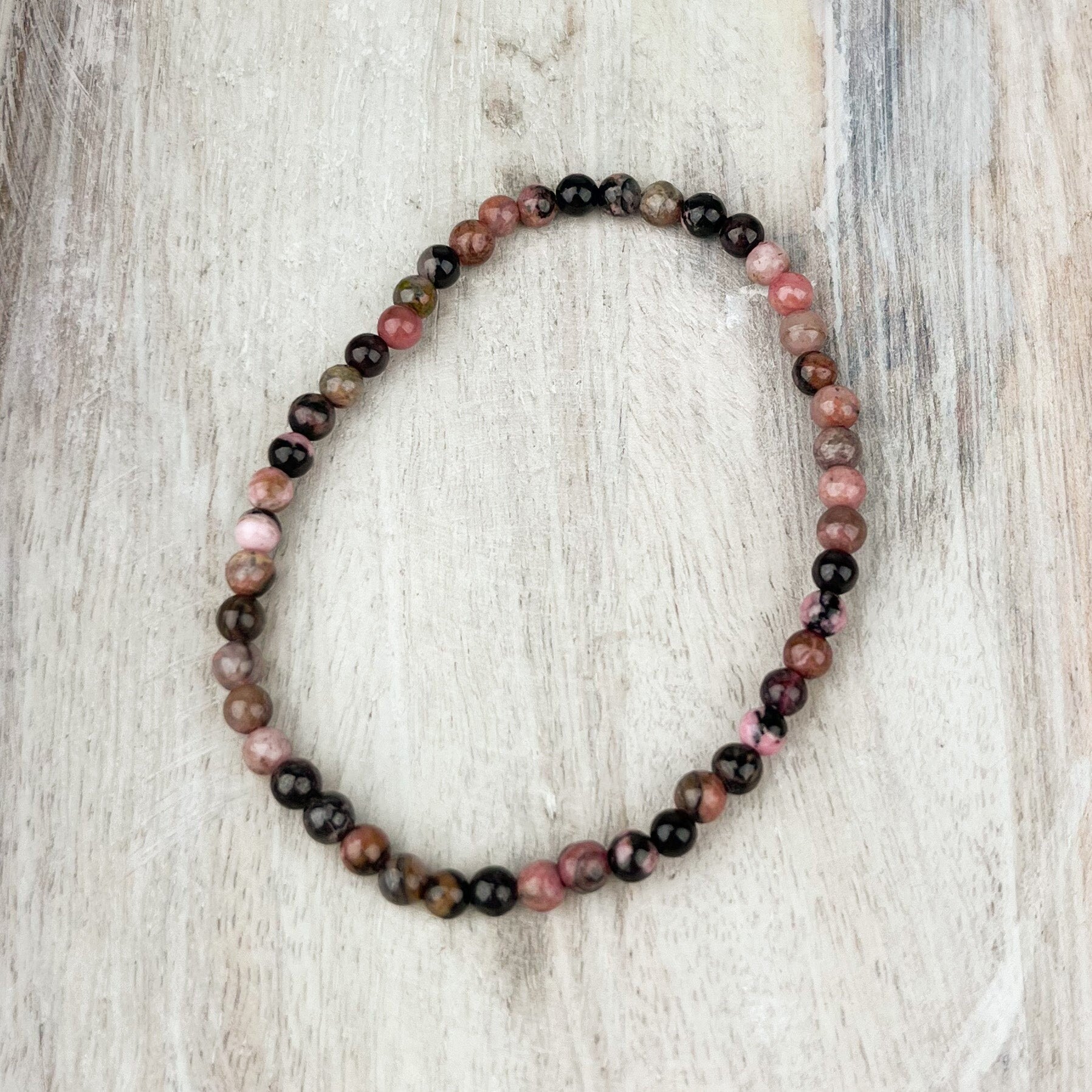 Rhodonite Energy Bracelet – Self-Love & Emotional Growth Gift | 4mm Crystal Beads - Crystals for everyone • Crystals And Cord