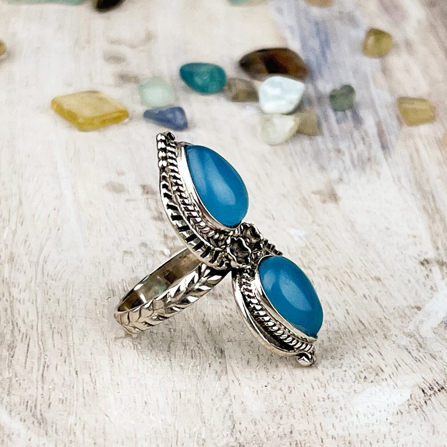 Serene Aqua Chalcedony Sterling Silver Ring - Size 7 | Grounding Balance Stone for Stability and Peaceful Vibrations - Crystals for everyone • Crystals And Cord