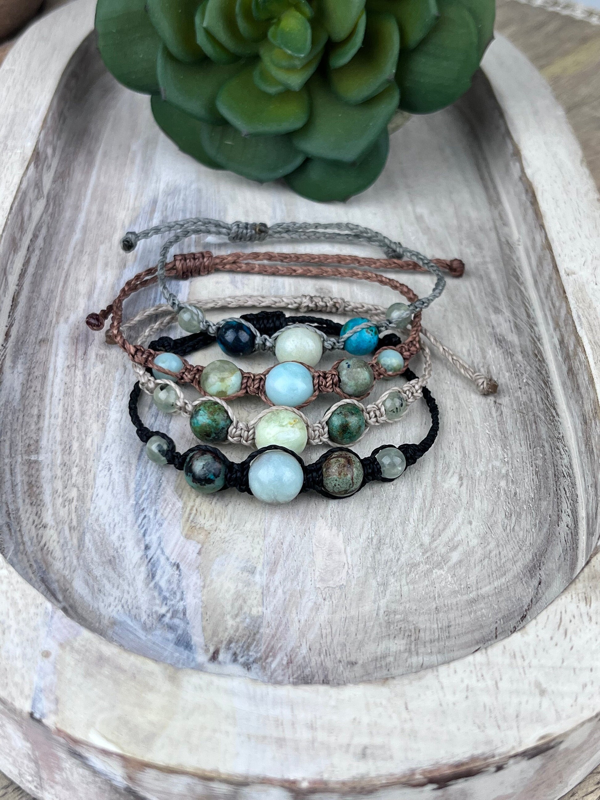 Spiritual Awakening Crystal Bracelet – Hand-Knotted Beads of Caribbean Calcite, Chrysocolla & Prehnite for Healing and Higher Guidance - Crystals for everyone • Crystals And Cord