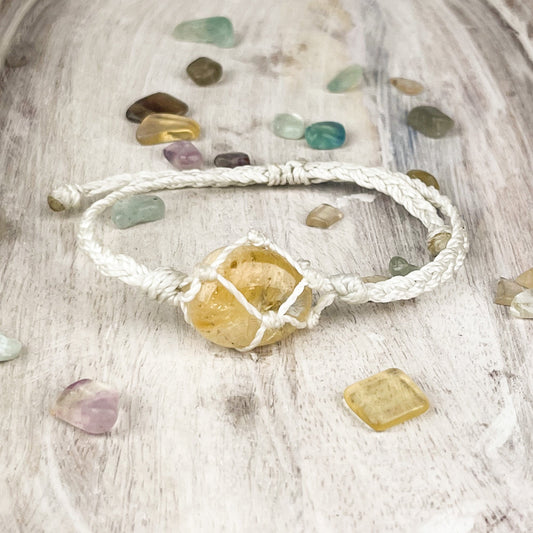 Citrine Crystal Bracelet Hand-Knotted for Joy, Manifestation & Beach-Inspired Energy - Crystals for everyone • Crystals And Cord