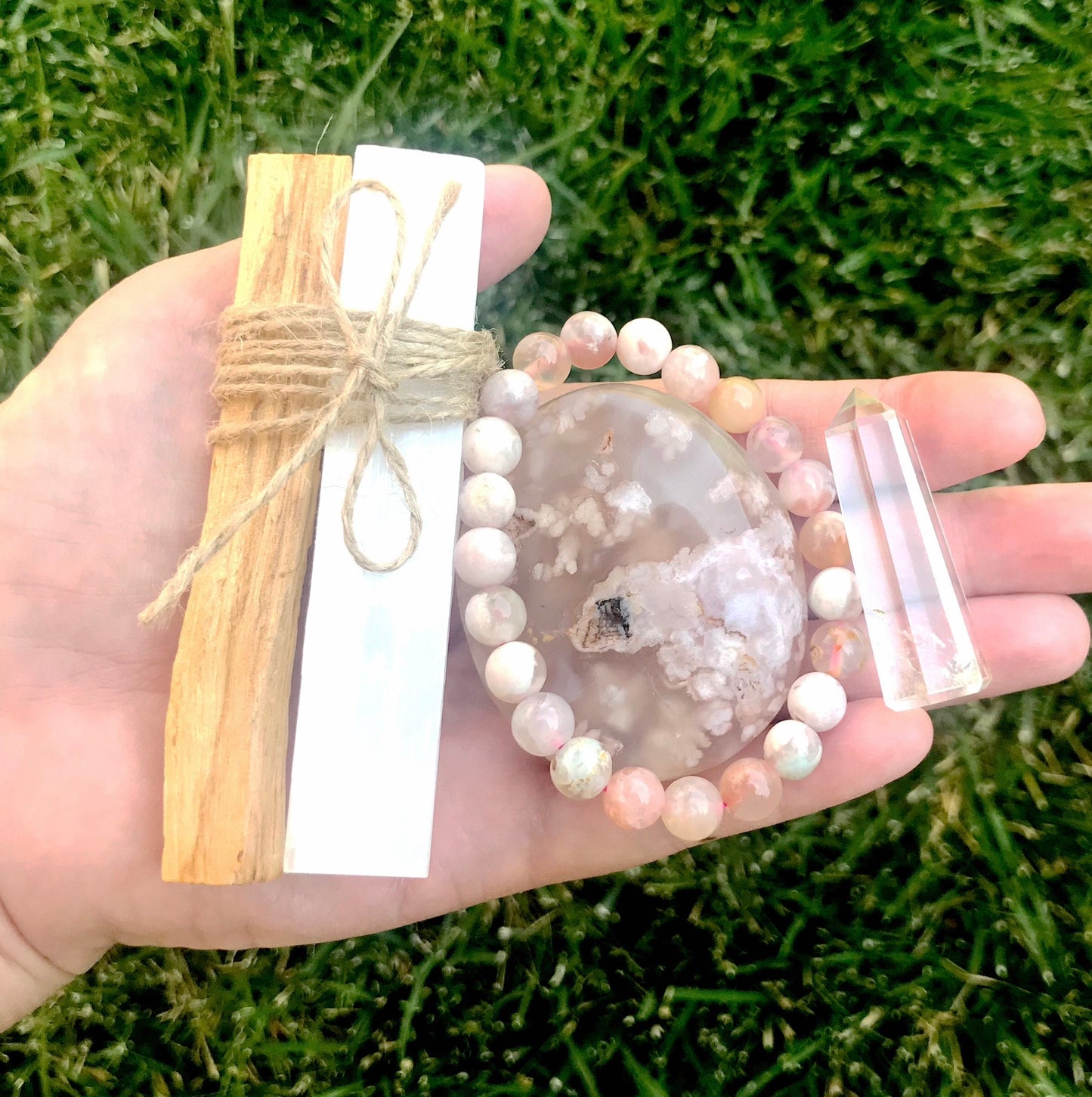 Powerful Flower Agate Palm Stone for Protection and Manifestation - Hand Polished from Madagascar - Crystals for everyone • Crystals And Cord